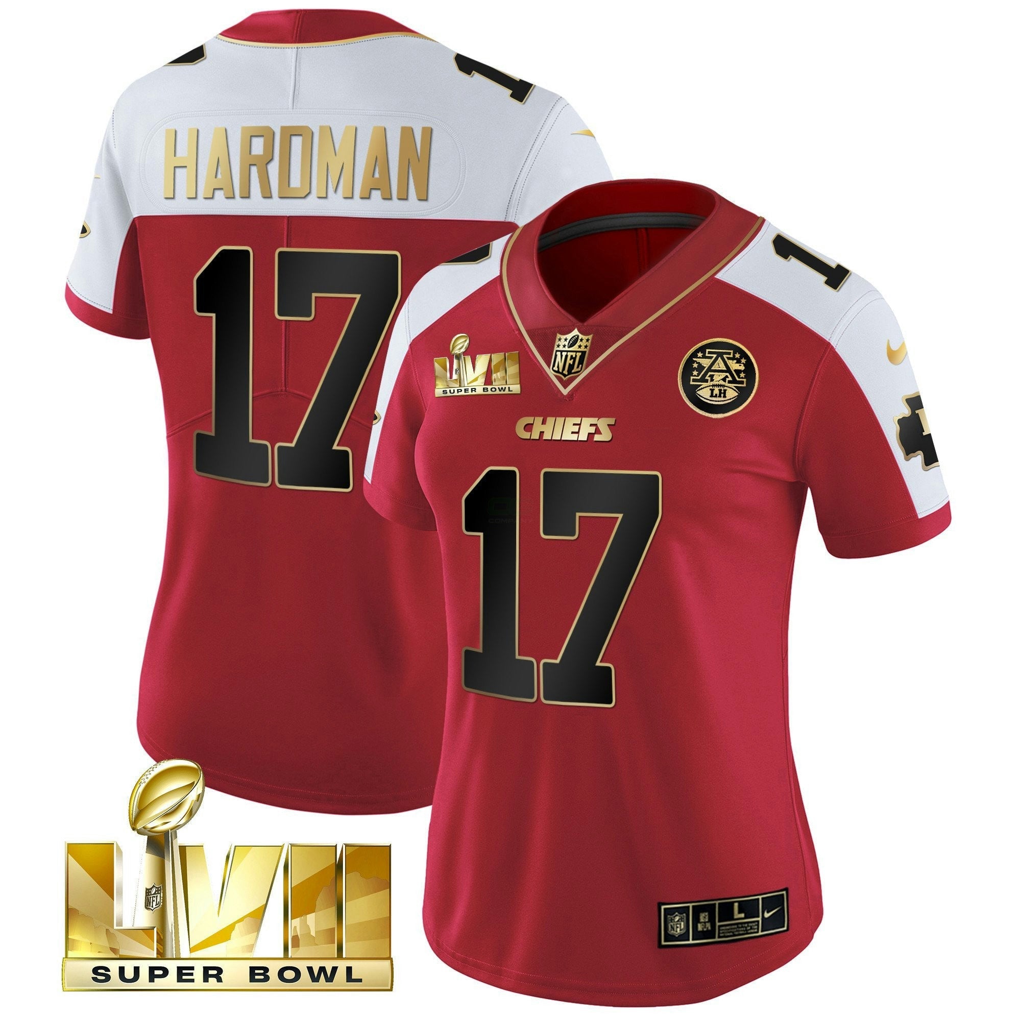 Camisa NFL Women’s Super Bowl LVII Vermelha Dourada Vapor Jersey