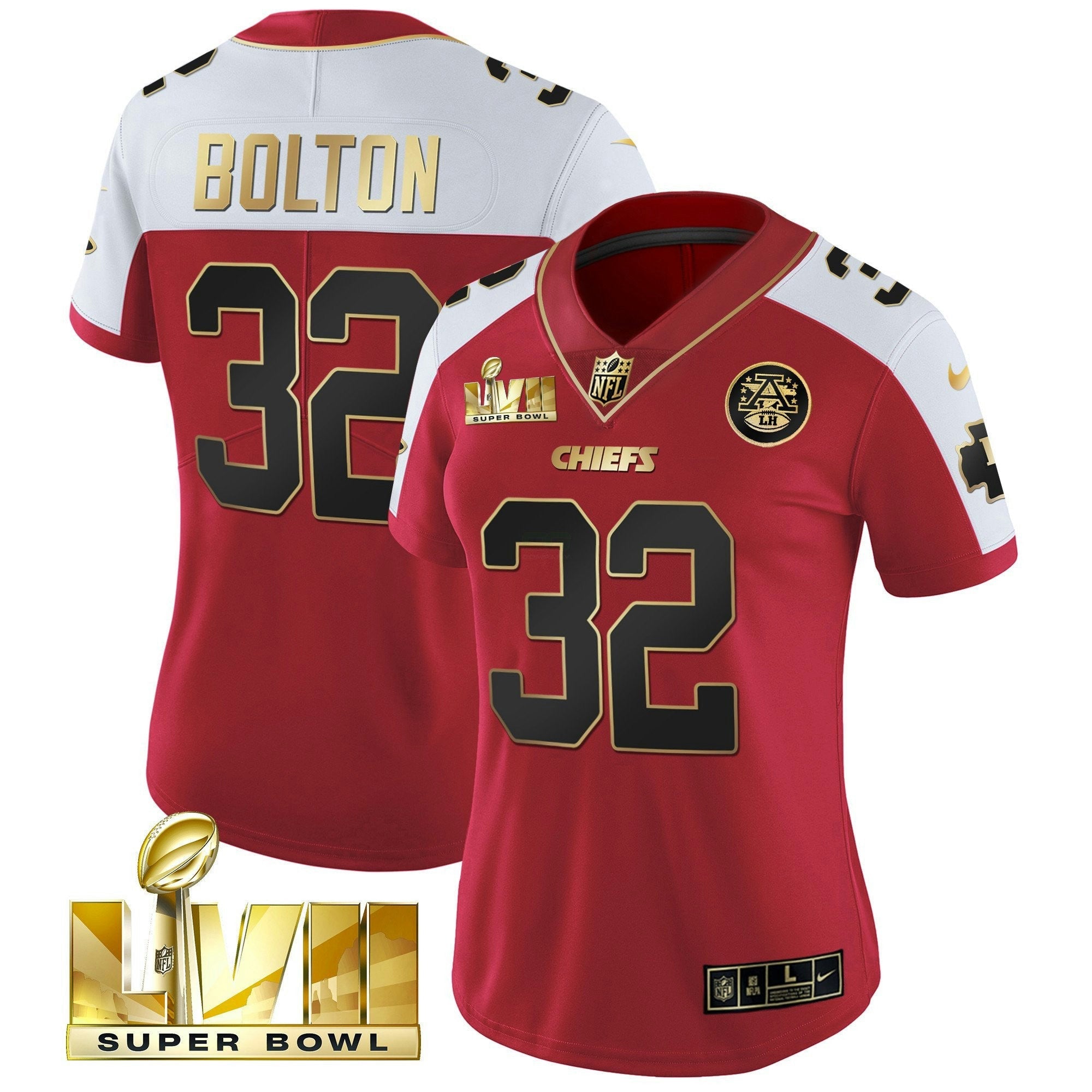Camisa NFL Women’s Super Bowl LVII Vermelha Dourada Vapor Jersey