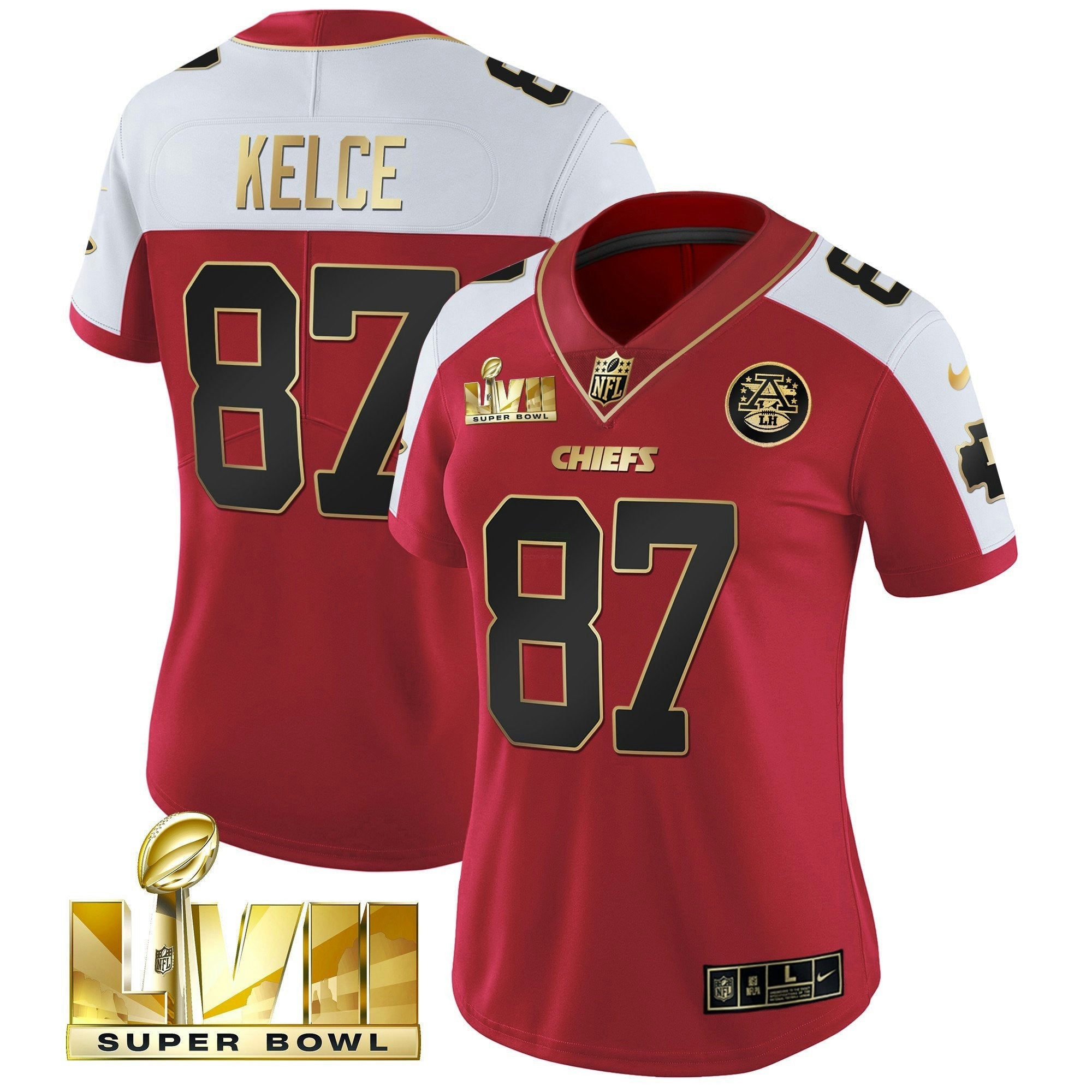 Camisa NFL Women’s Super Bowl LVII Vermelha Dourada Vapor Jersey