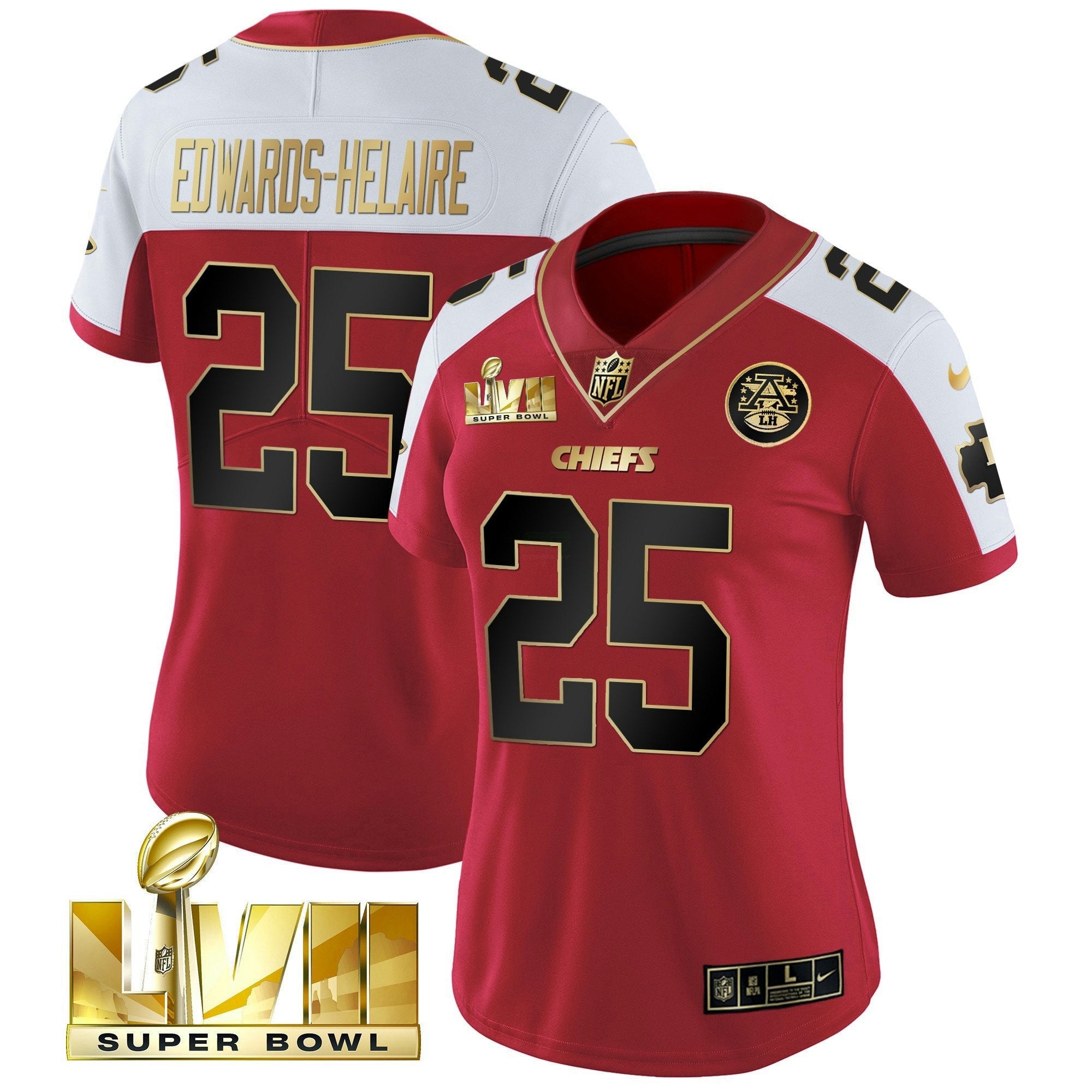 Camisa NFL Women’s Super Bowl LVII Vermelha Dourada Vapor Jersey