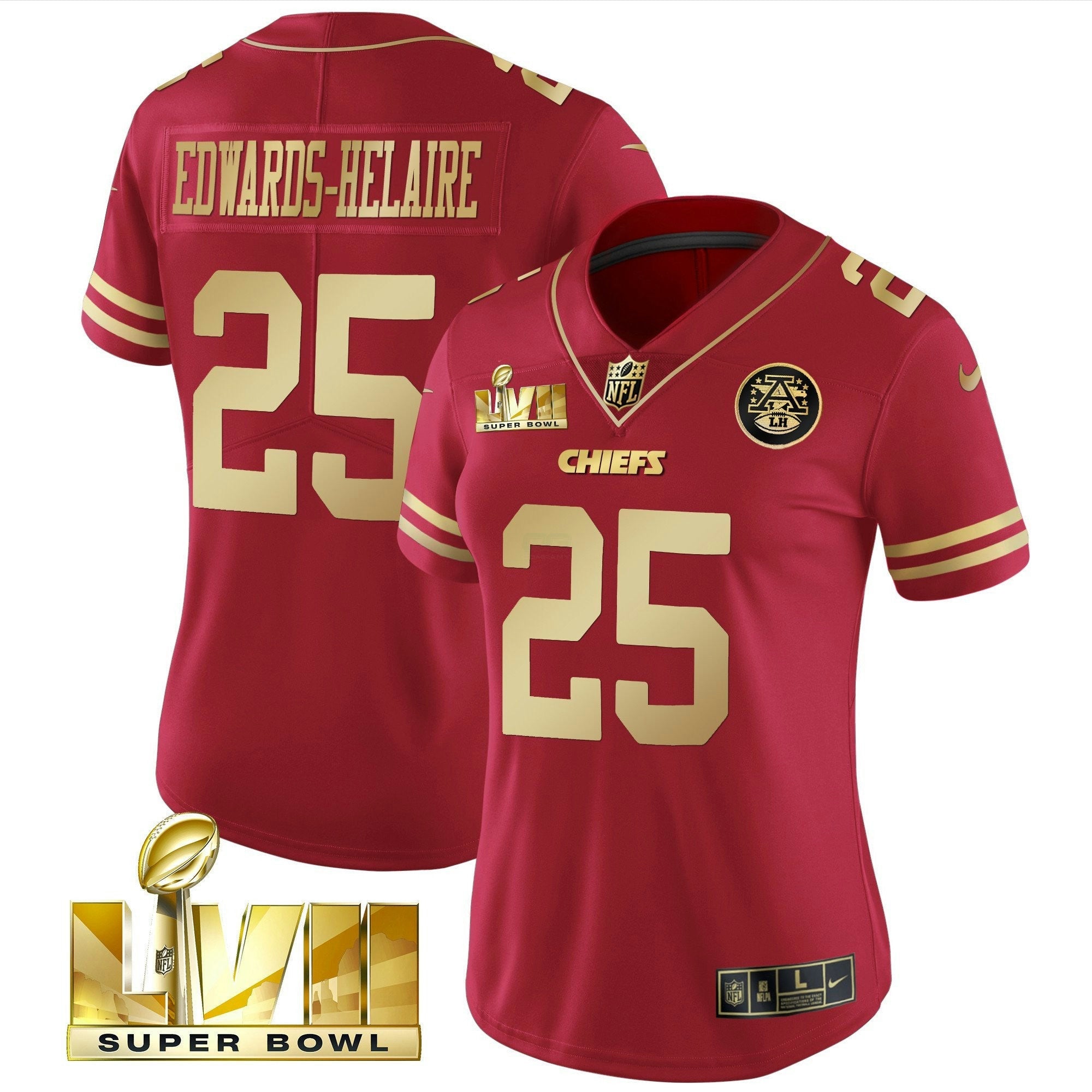 Camisa NFL Women’s Super Bowl LVII Vermelha Dourada Vapor Jersey