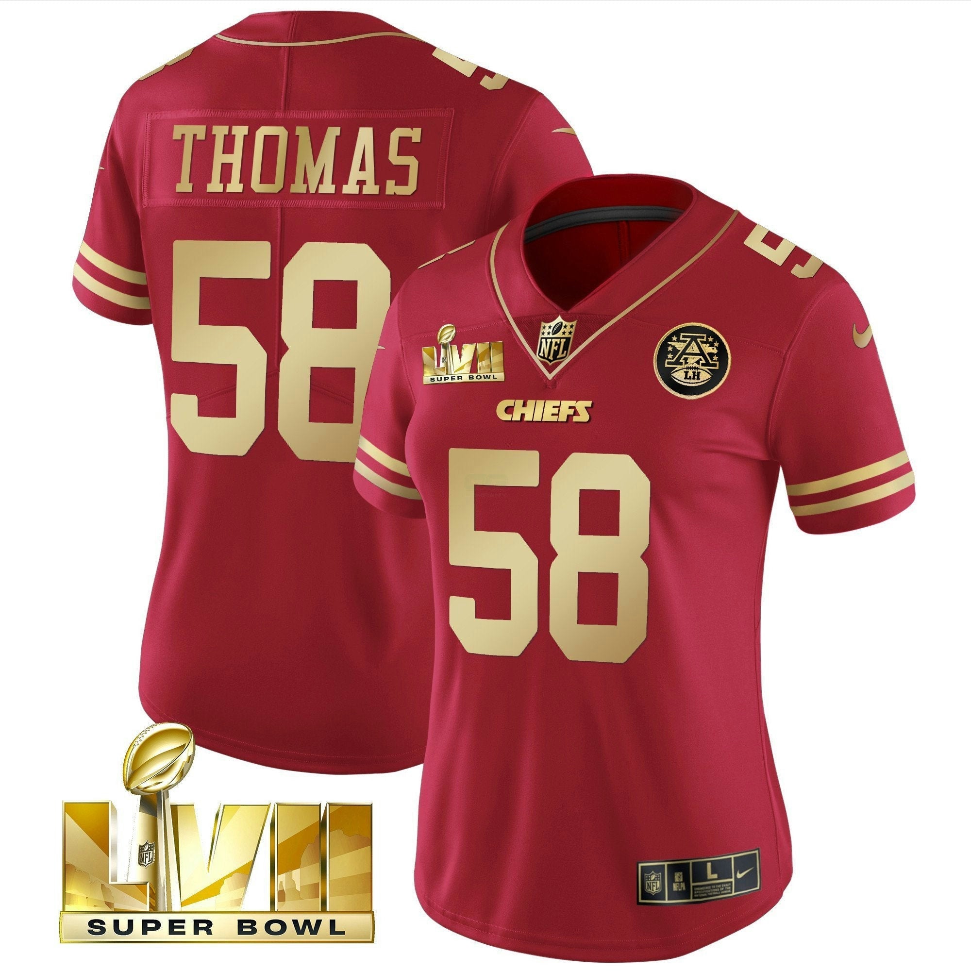 Camisa NFL Women’s Super Bowl LVII Vermelha Dourada Vapor Jersey