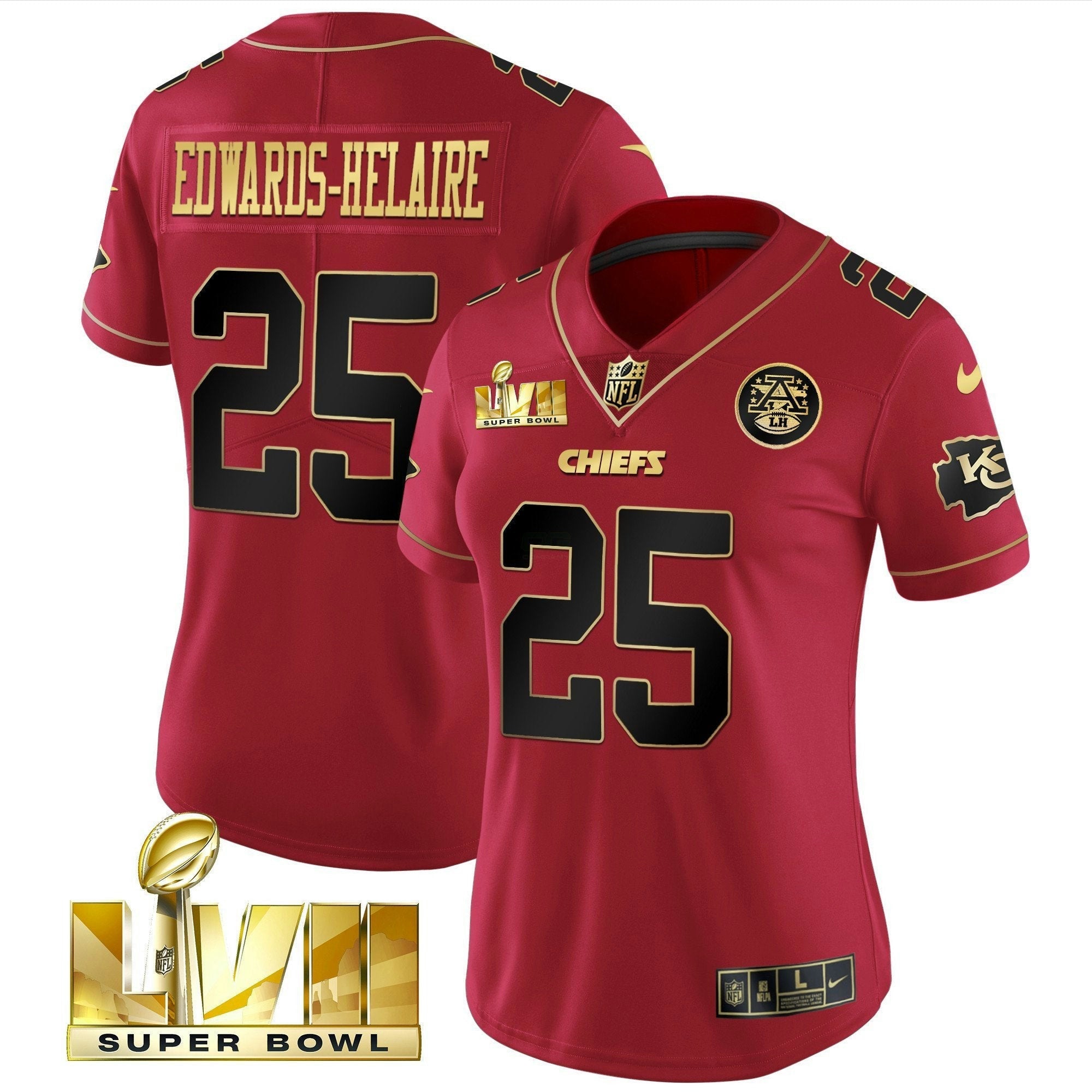 Camisa NFL Women’s Super Bowl LVII Vermelha Dourada Vapor Jersey