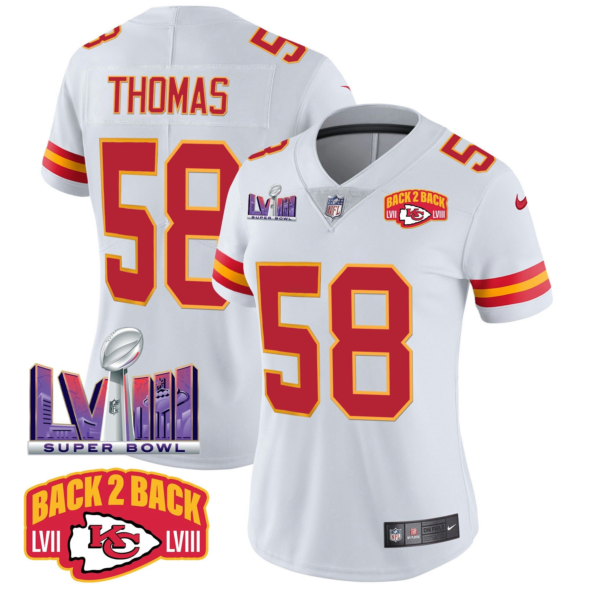 Camisa NFL Women’s Super Bowl LVIII & Back 2 Back Patch Vapor Jersey