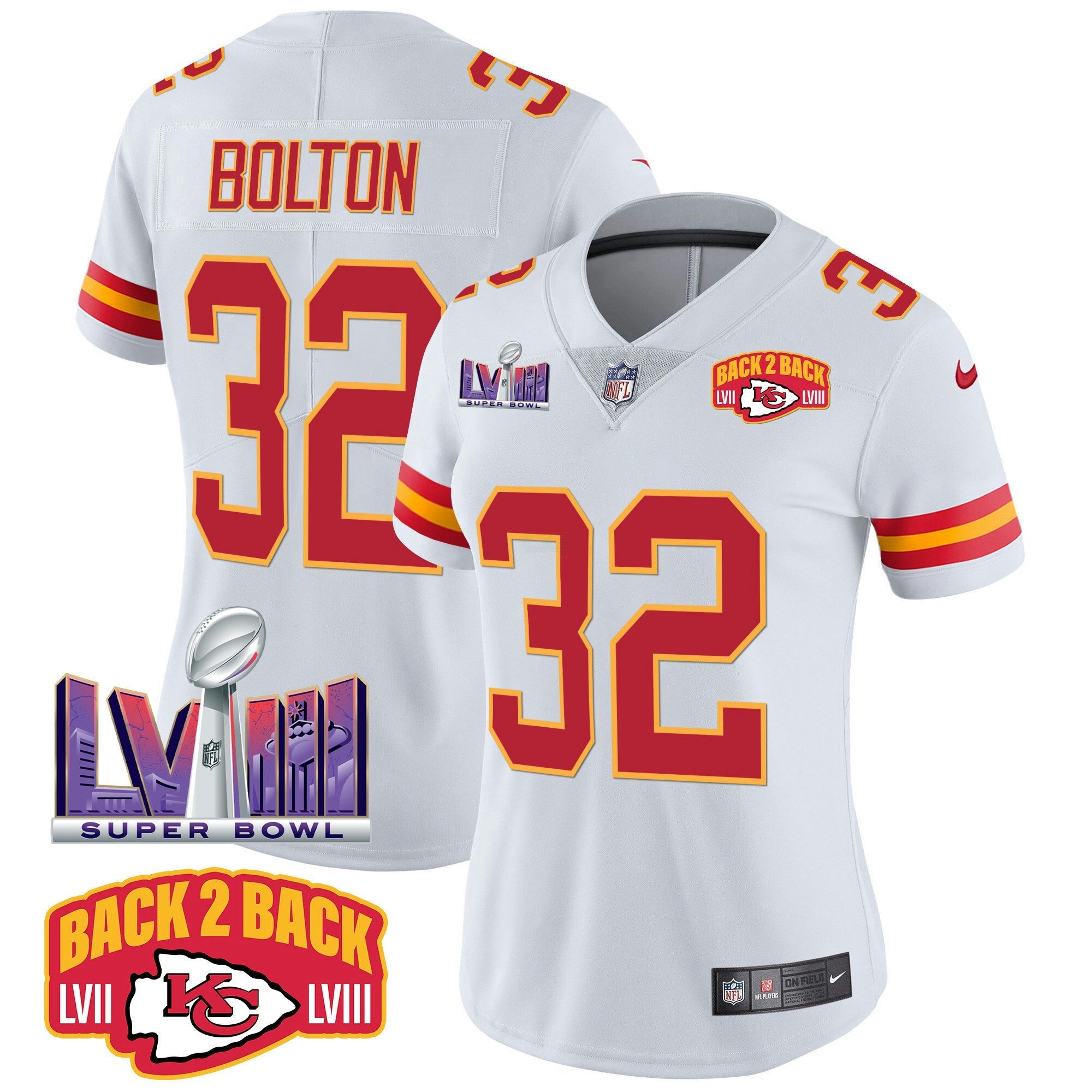 Camisa NFL Women’s Super Bowl LVIII & Back 2 Back Patch Vapor Jersey