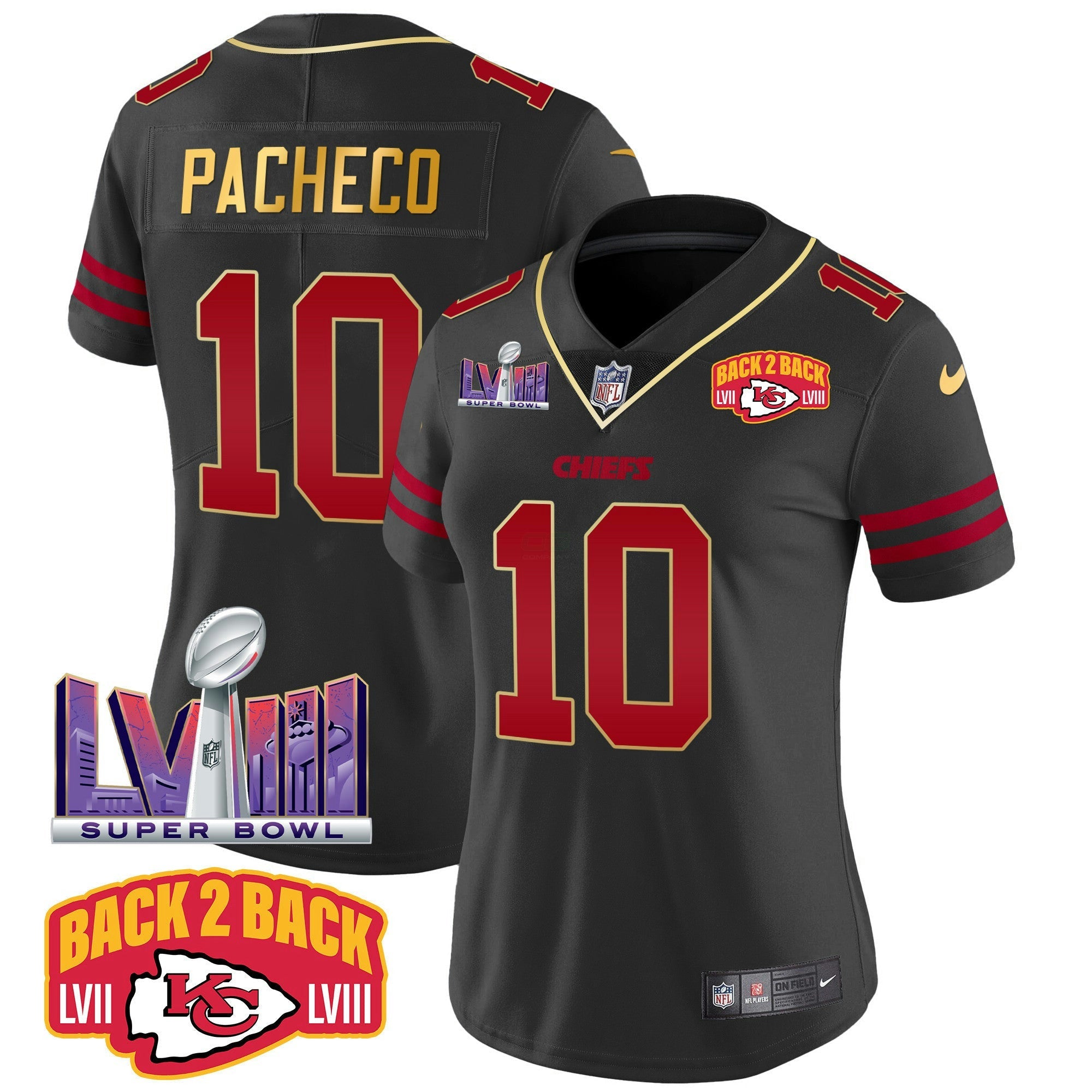 Camisa NFL Women’s Super Bowl LVIII & Back 2 Back Patch Vapor Jersey