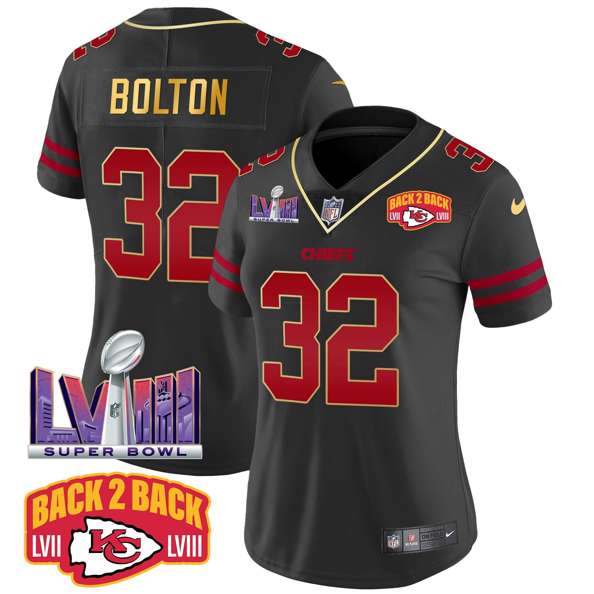 Camisa NFL Women’s Super Bowl LVIII & Back 2 Back Patch Vapor Jersey