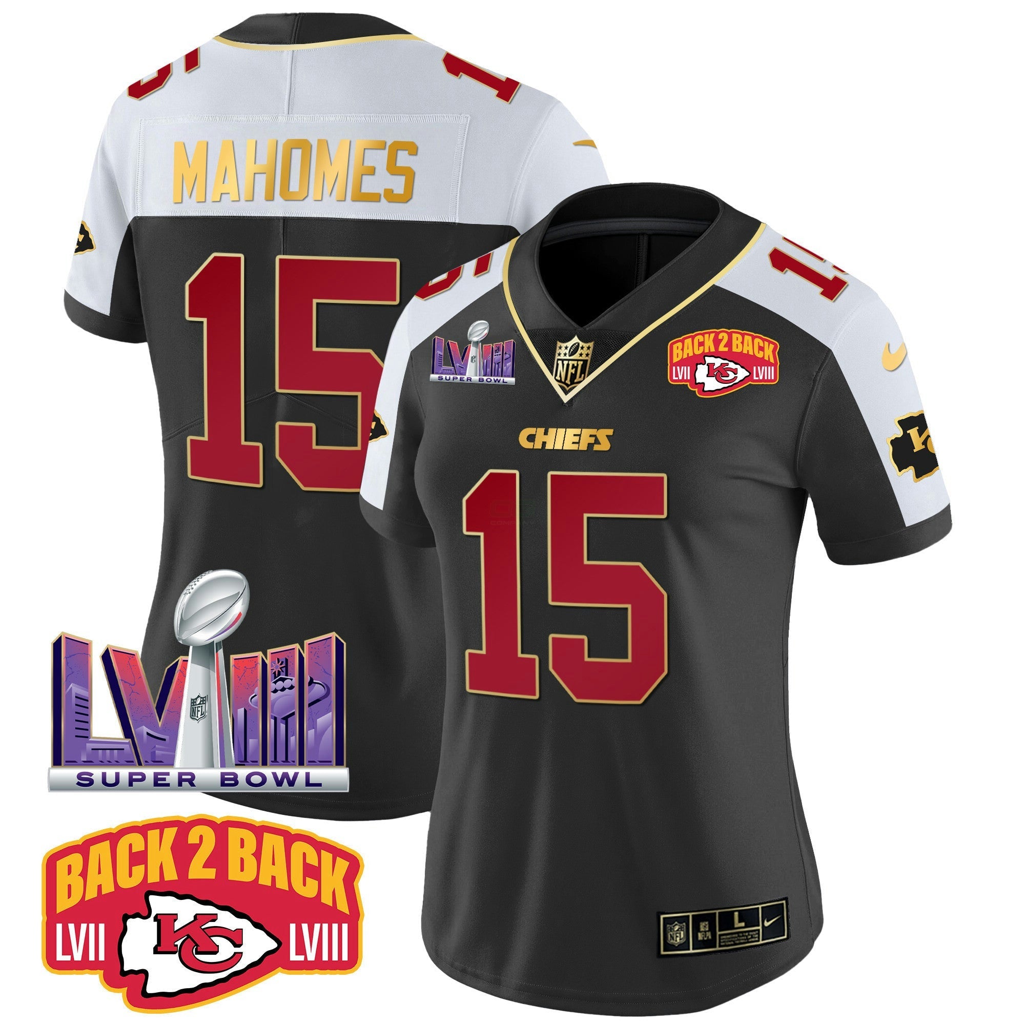Camisa NFL Women’s Super Bowl LVIII & Back 2 Back Patch Vapor Jersey