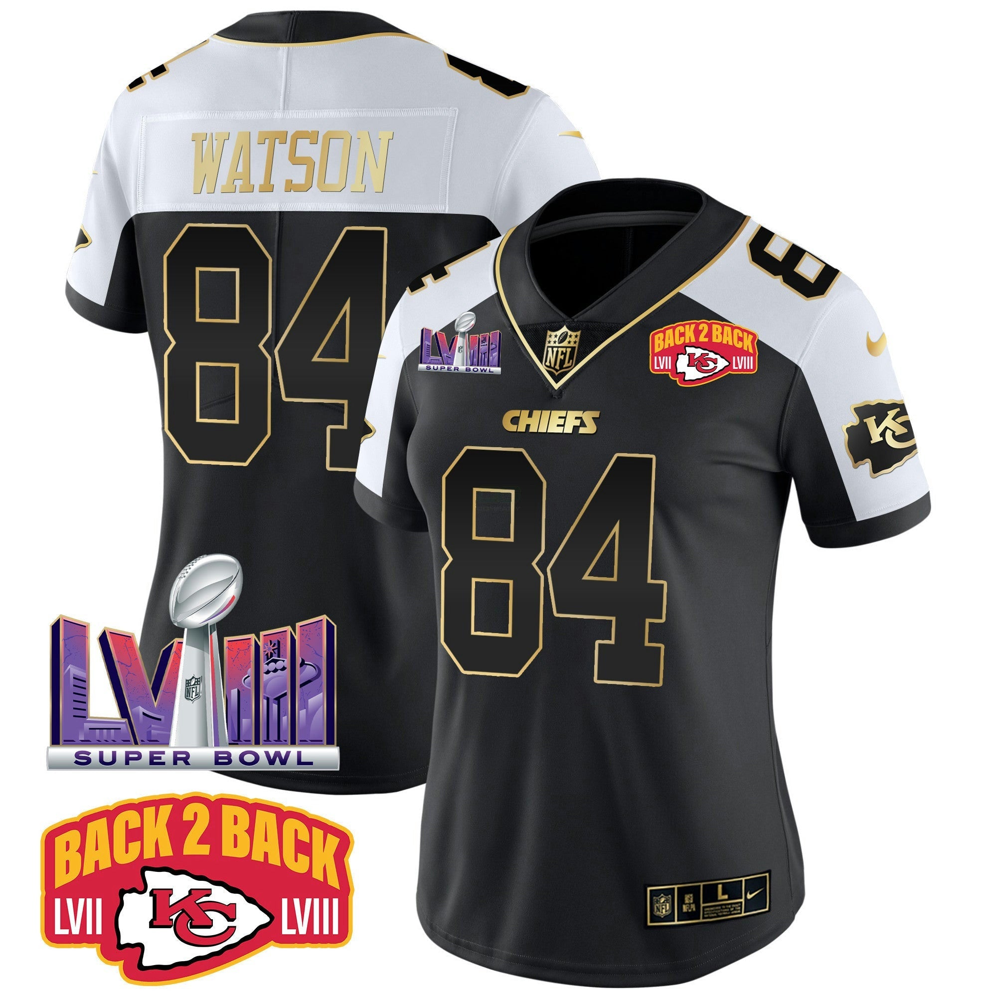 Camisa NFL Women’s Super Bowl LVIII & Back 2 Back Patch Vapor Jersey V2