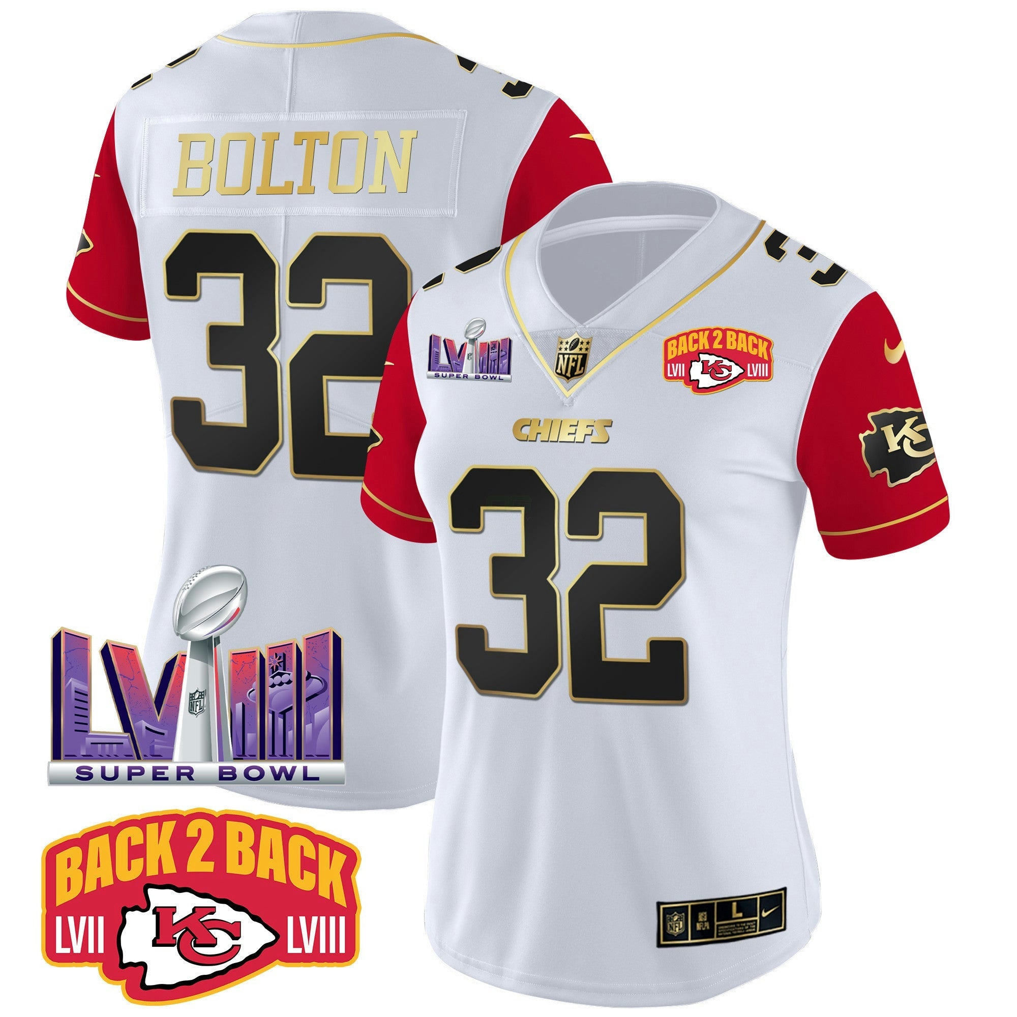 Camisa NFL Women’s Super Bowl LVIII & Back 2 Back Patch Vapor Jersey V2