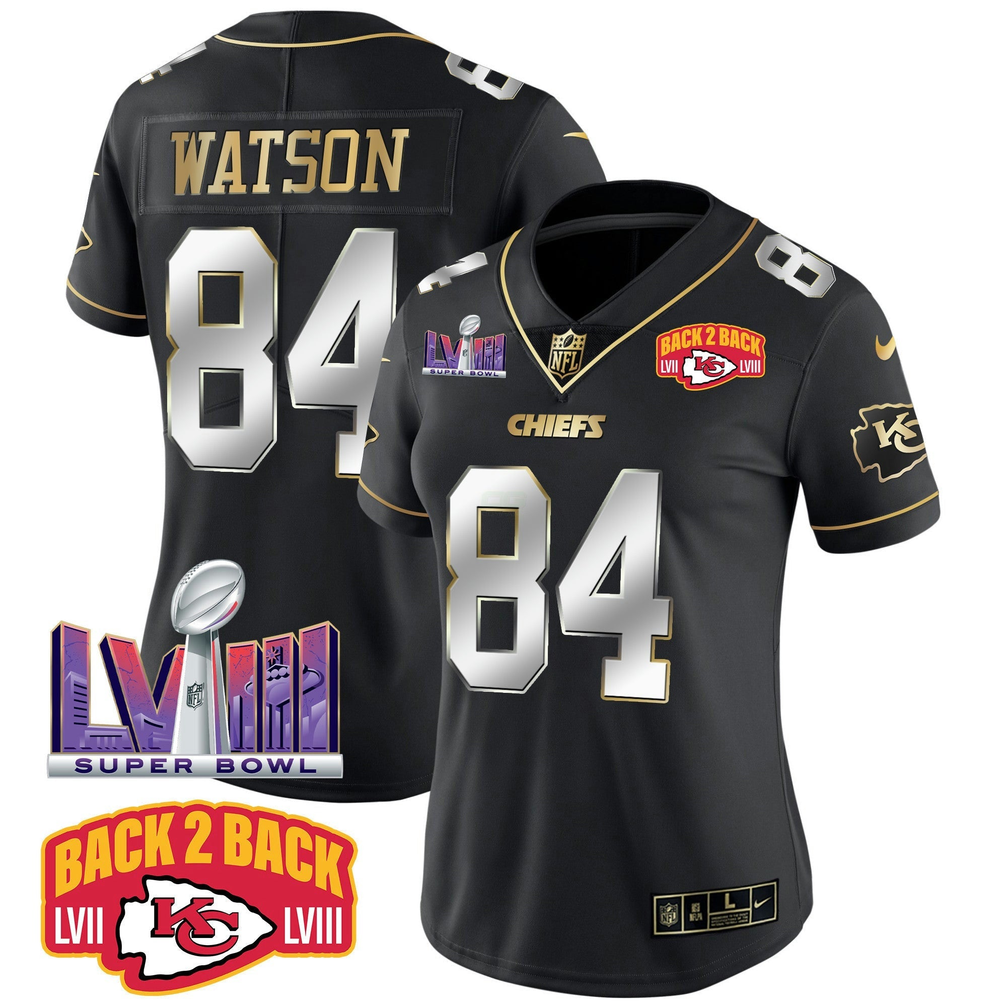 Camisa NFL Women’s Super Bowl LVIII & Back 2 Back Patch Vapor Jersey V2