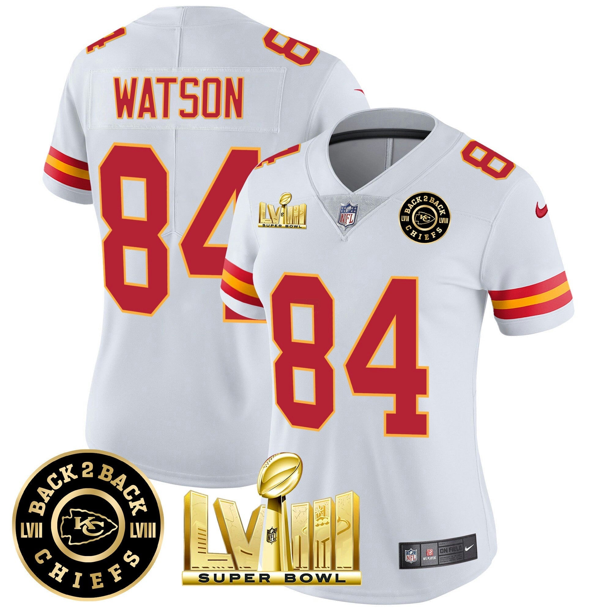 Camisa NFL Women’s Super Bowl LVIII & Back 2 Back Patch Vapor Jersey V3