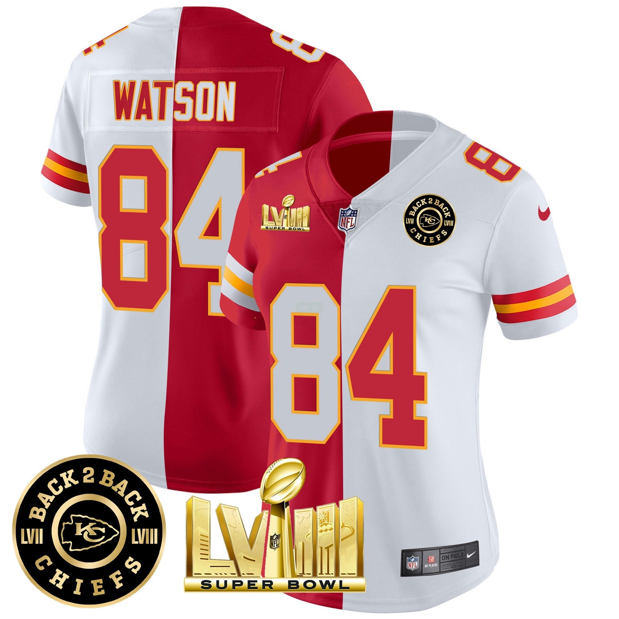 Camisa NFL Women’s Super Bowl LVIII & Back 2 Back Patch Vapor Jersey V4