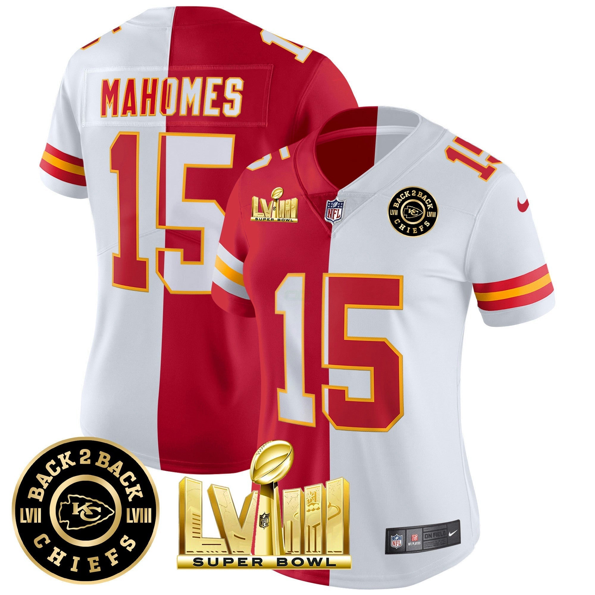 Camisa NFL Women’s Super Bowl LVIII & Back 2 Back Patch Vapor Jersey V4
