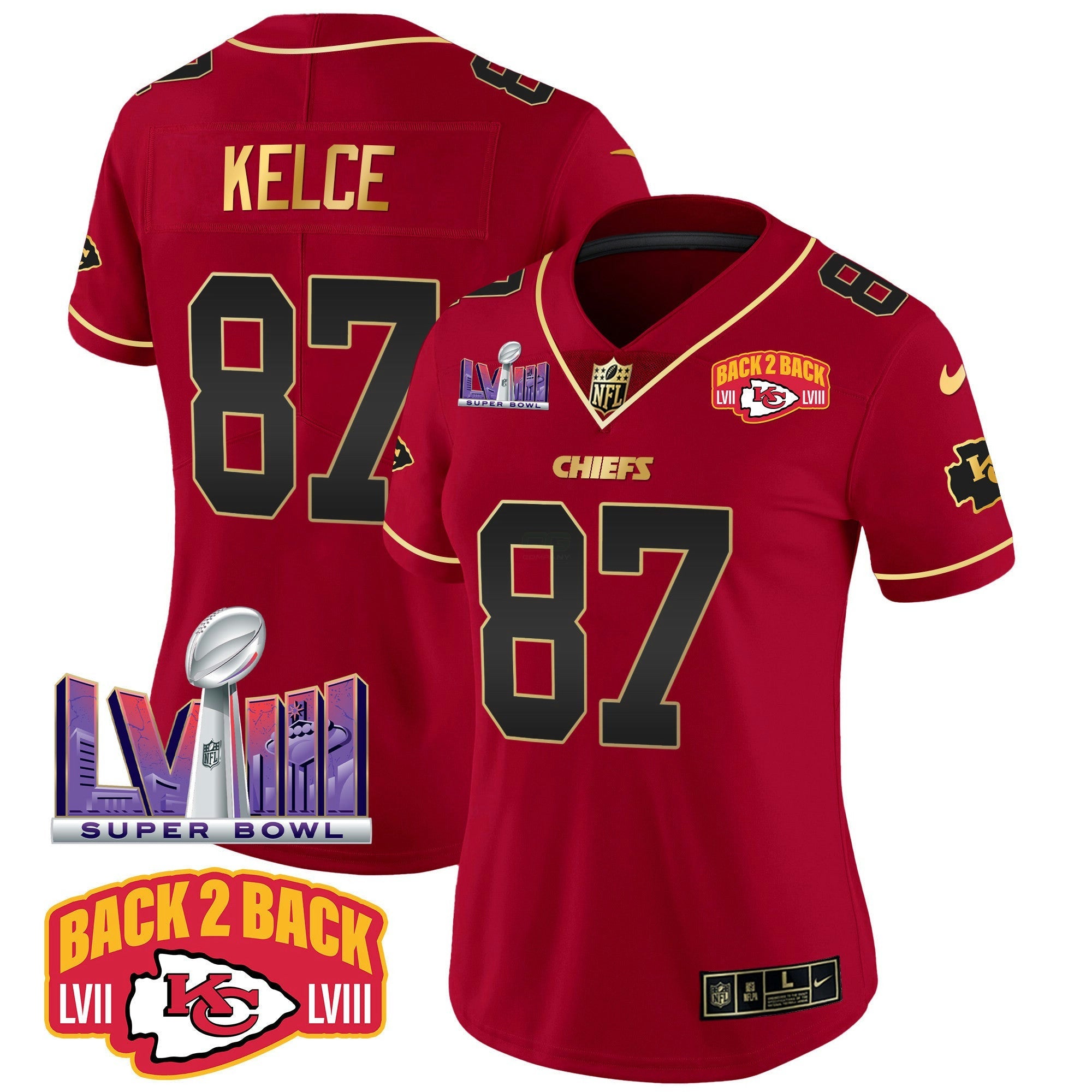 Camisa NFL Women’s Super Bowl LVIII & Back 2 Back Patch Vapor Jersey