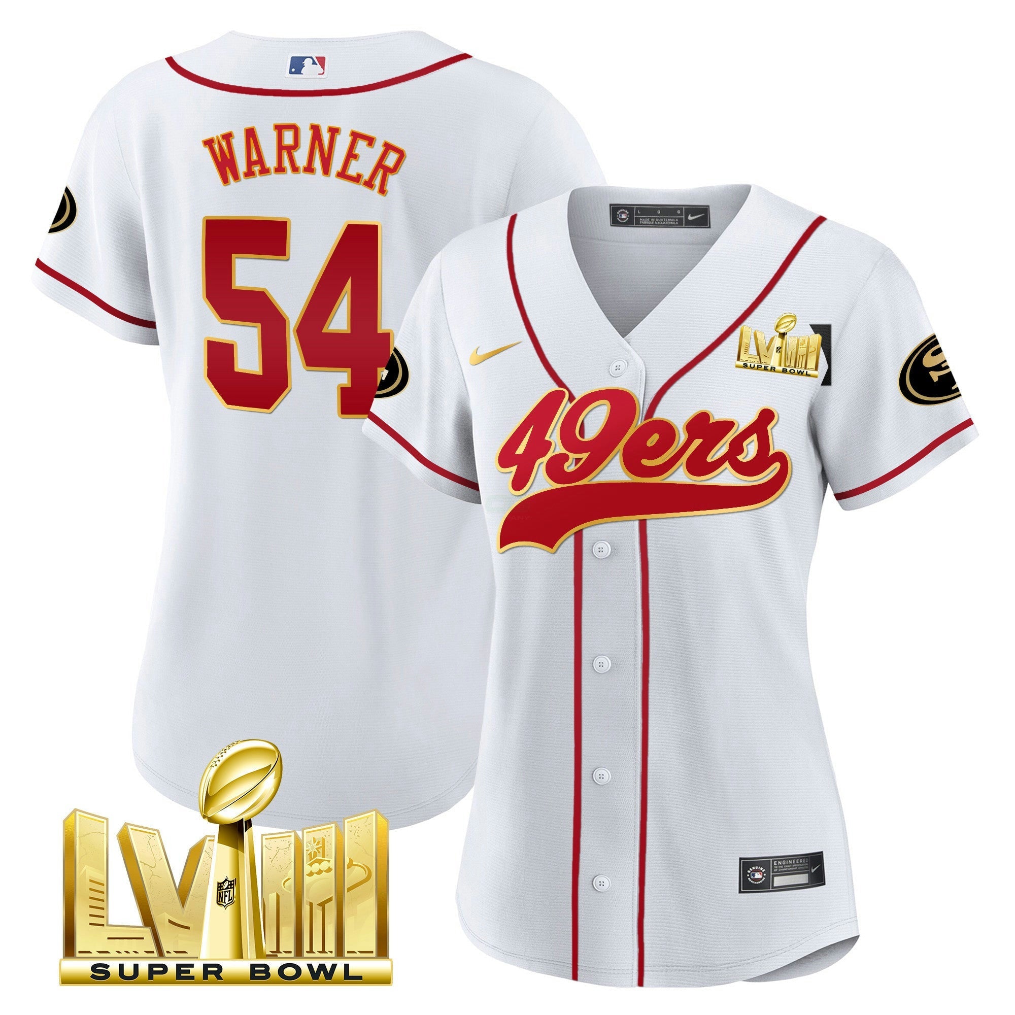 Camisa NFL Women’s Super Bowl LVIII Dourada Patch Jersey