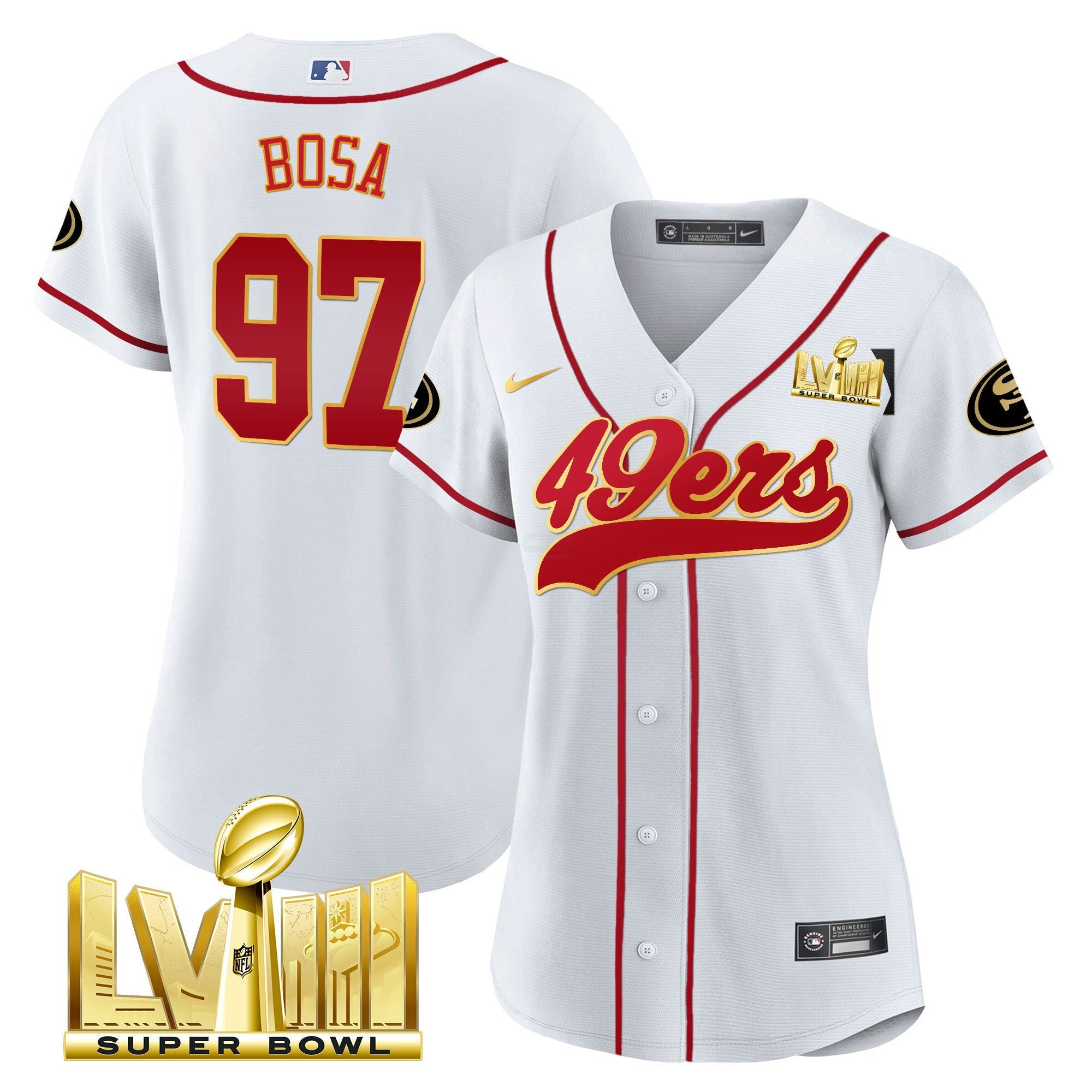 Camisa NFL Women’s Super Bowl LVIII Dourada Patch Jersey