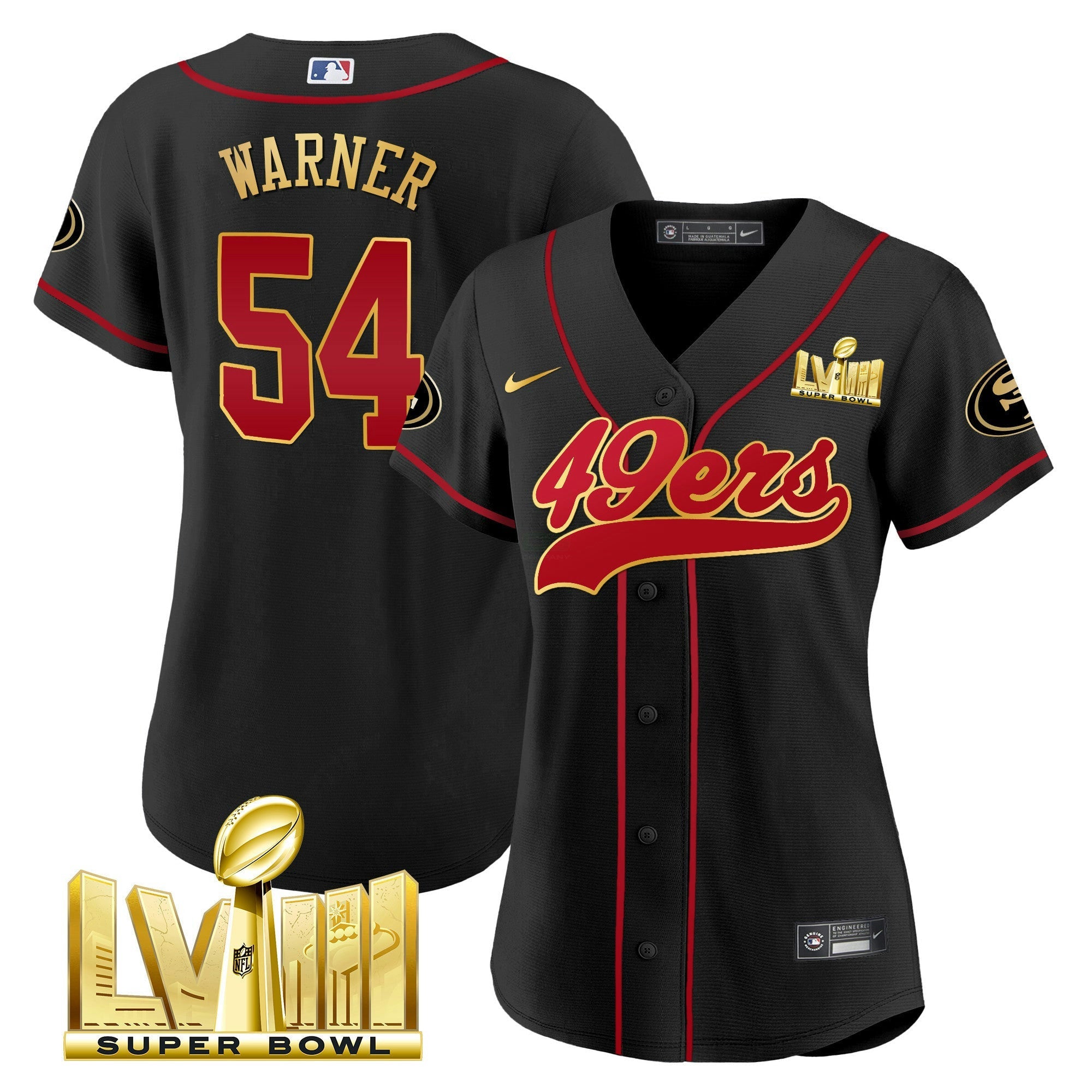 Camisa NFL Women’s Super Bowl LVIII Dourada Patch Jersey