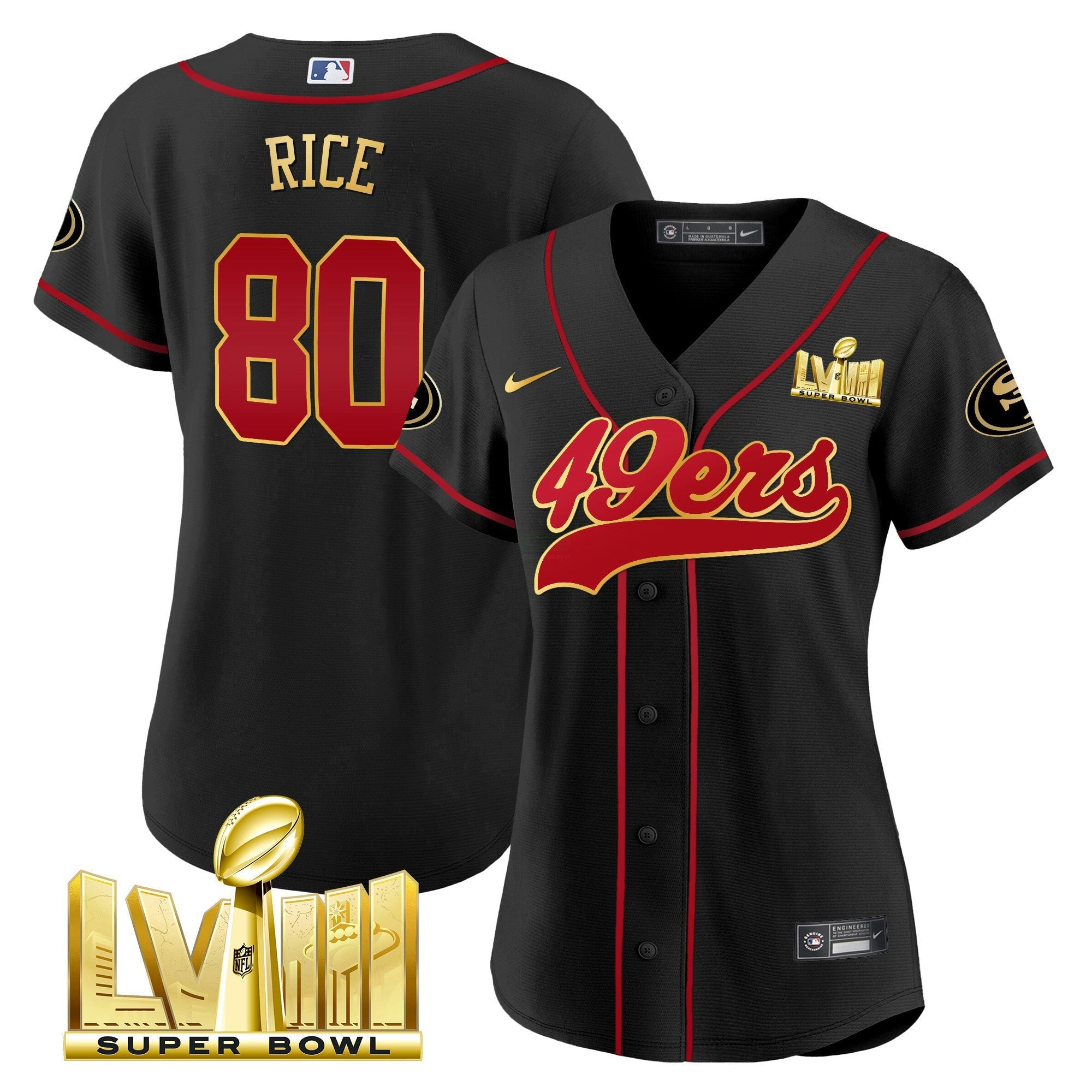 Camisa NFL Women’s Super Bowl LVIII Dourada Patch Jersey