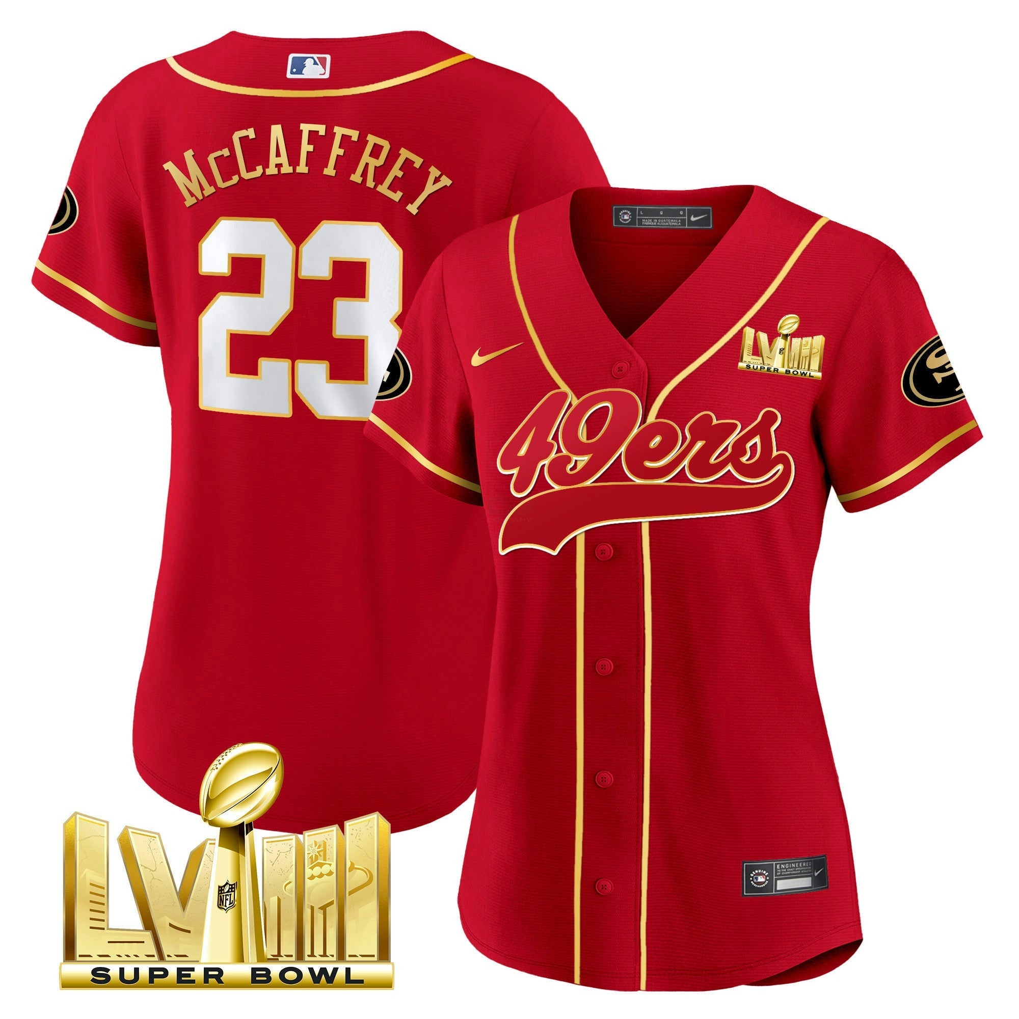 Camisa NFL Women’s Super Bowl LVIII Dourada Patch Jersey