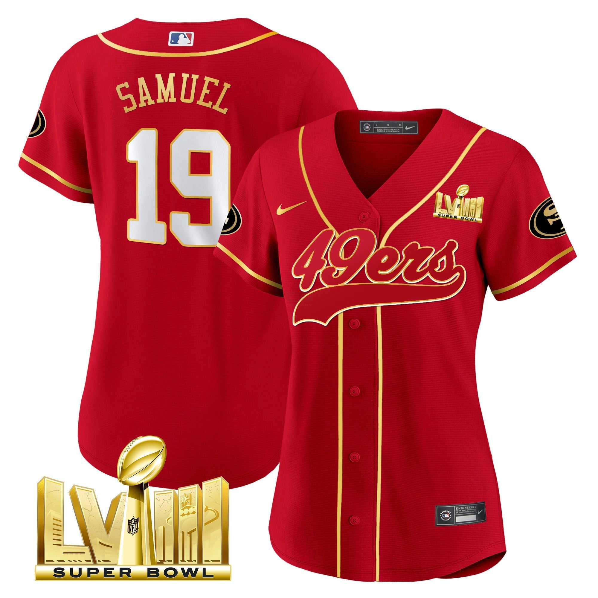 Camisa NFL Women’s Super Bowl LVIII Dourada Patch Jersey