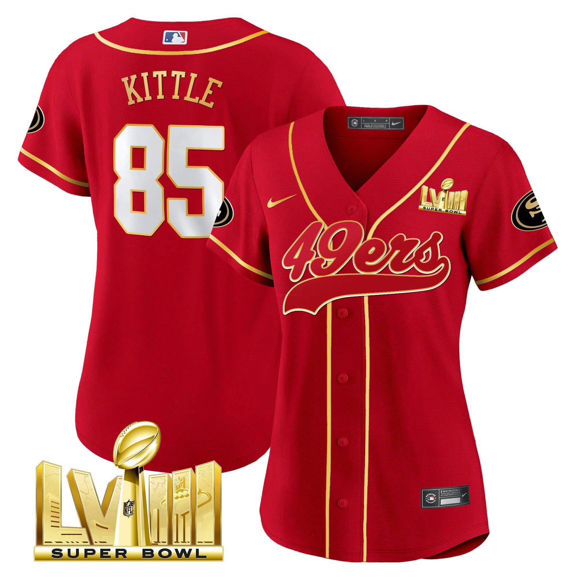 Camisa NFL Women’s Super Bowl LVIII Dourada Patch Jersey