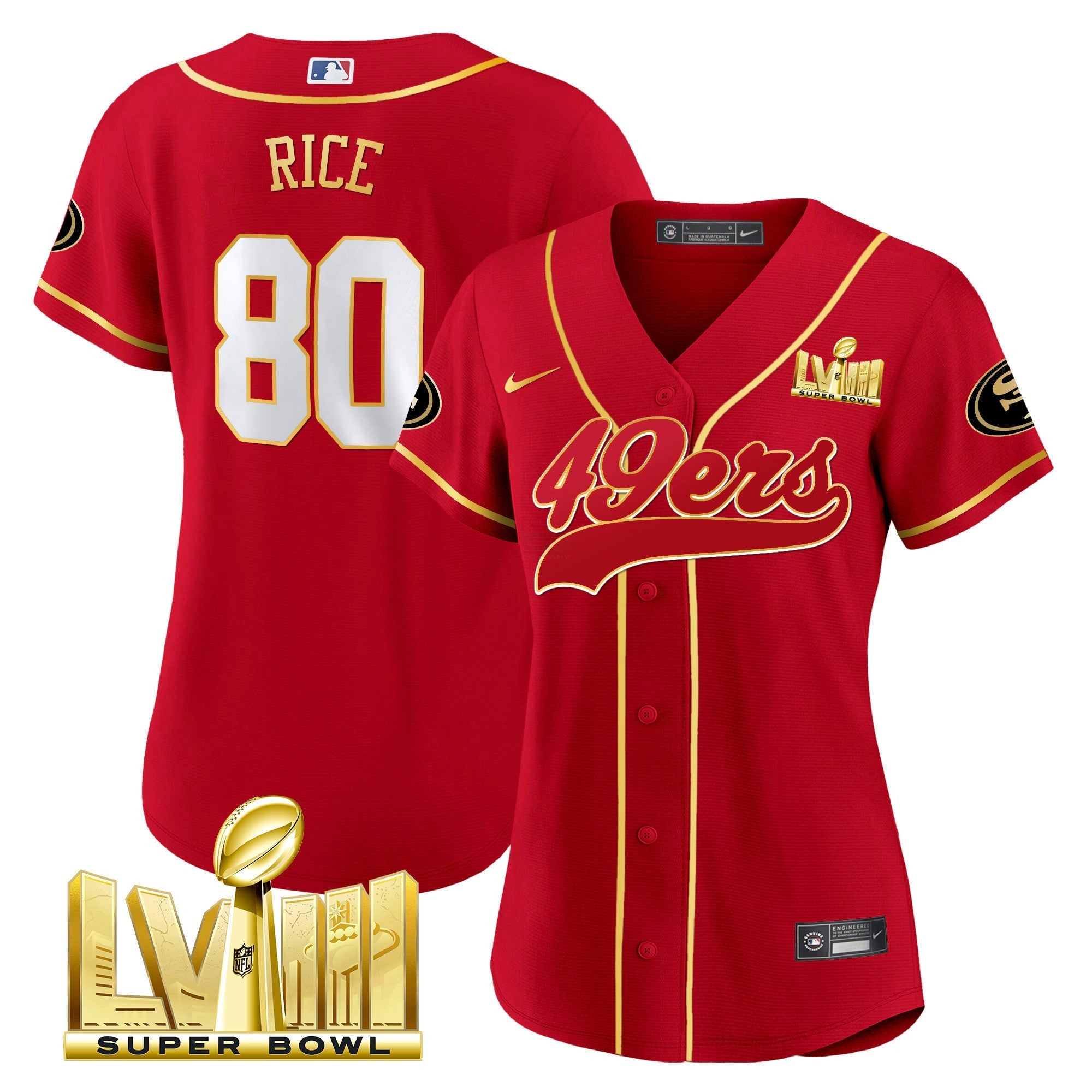 Camisa NFL Women’s Super Bowl LVIII Dourada Patch Jersey
