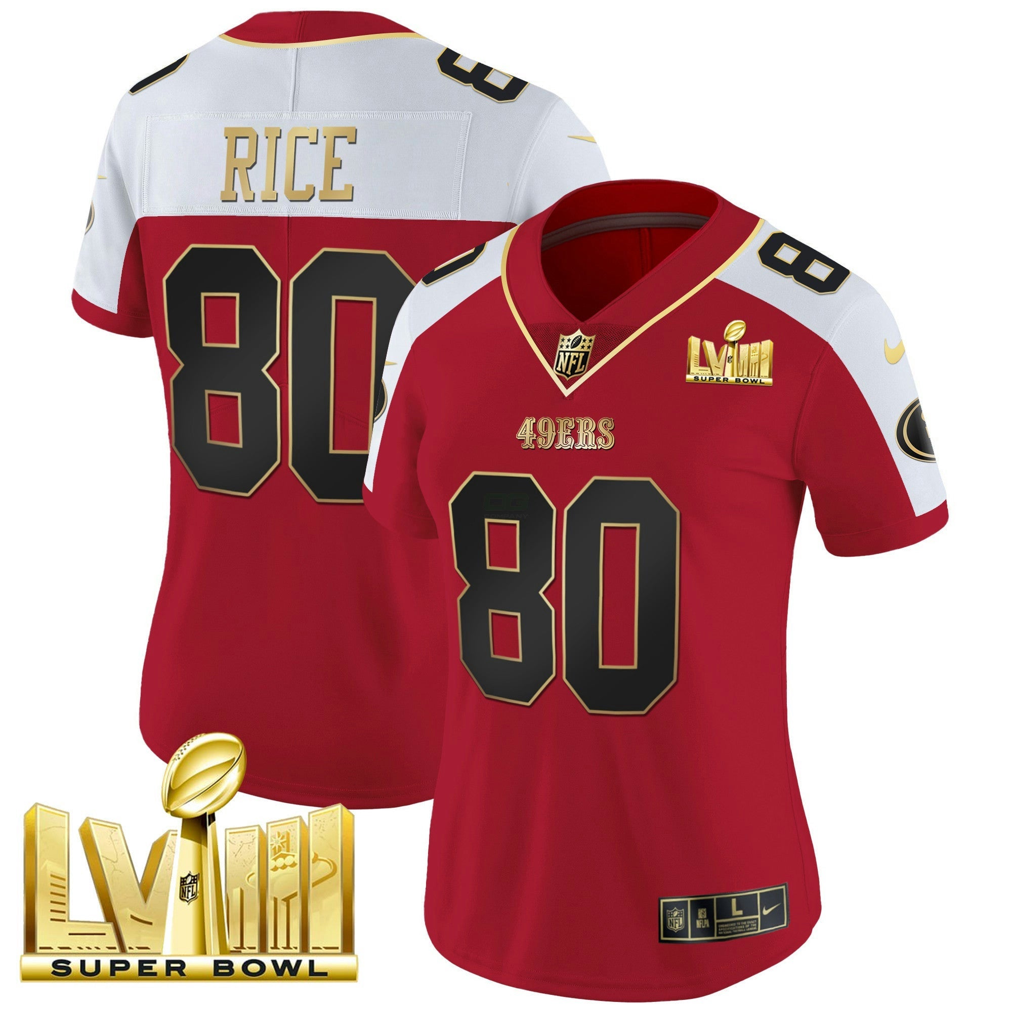 Camisa NFL Women’s Super Bowl LVIII Dourada Patch Vapor Jersey