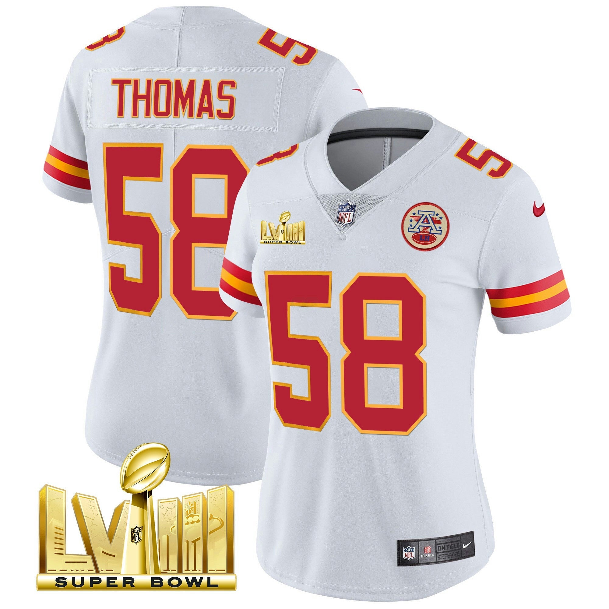 Camisa NFL Women’s Super Bowl LVIII Dourada Patch Vapor Jersey