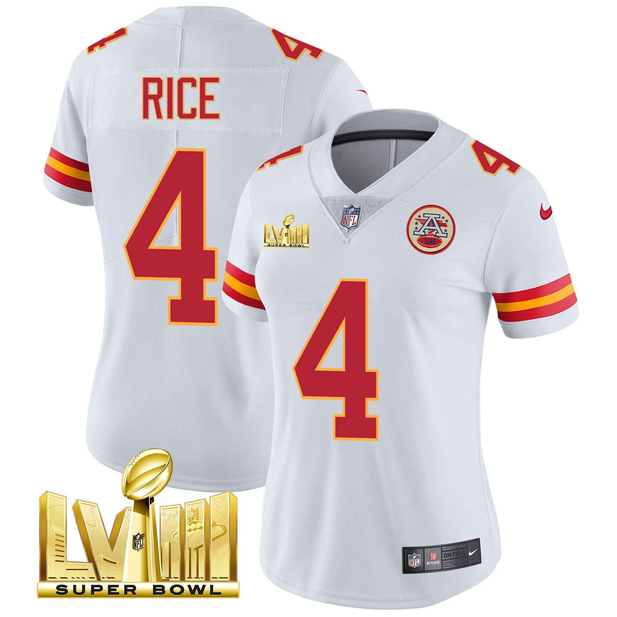Camisa NFL Women’s Super Bowl LVIII Dourada Patch Vapor Jersey