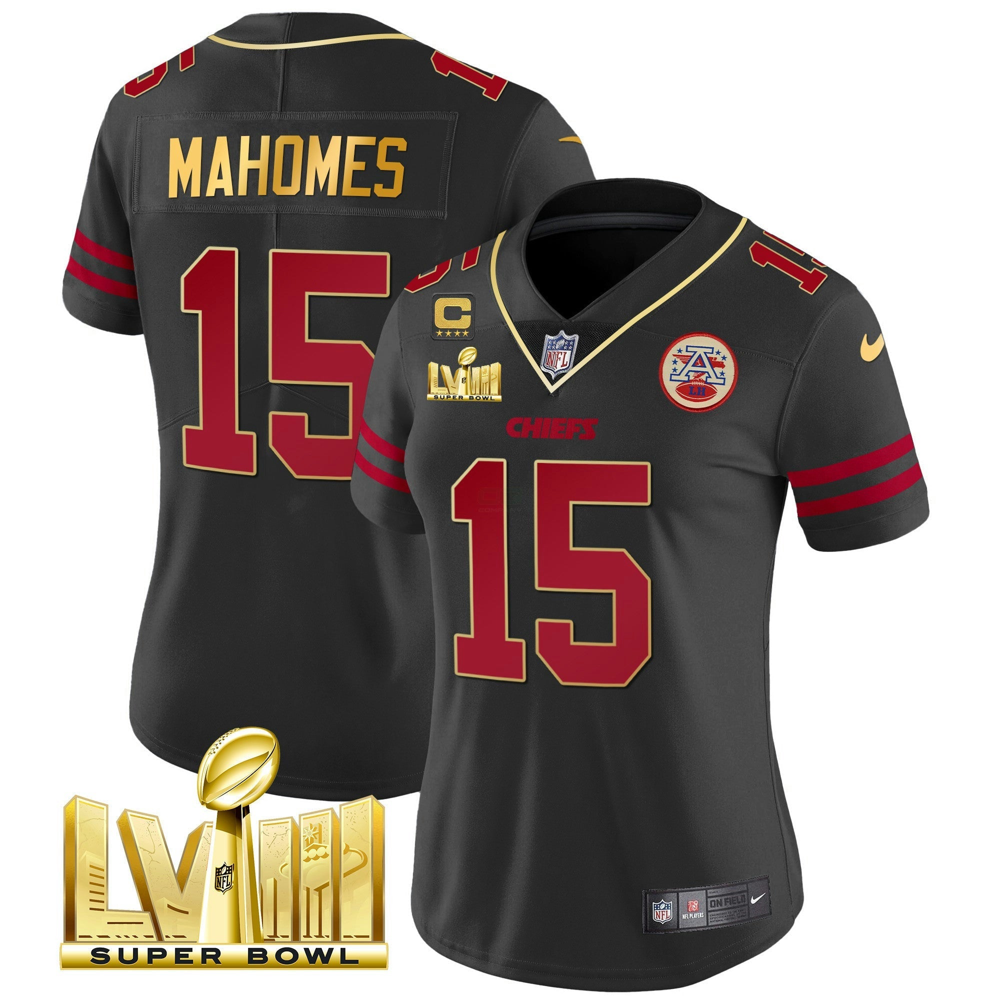 Camisa NFL Women’s Super Bowl LVIII Dourada Patch Vapor Jersey