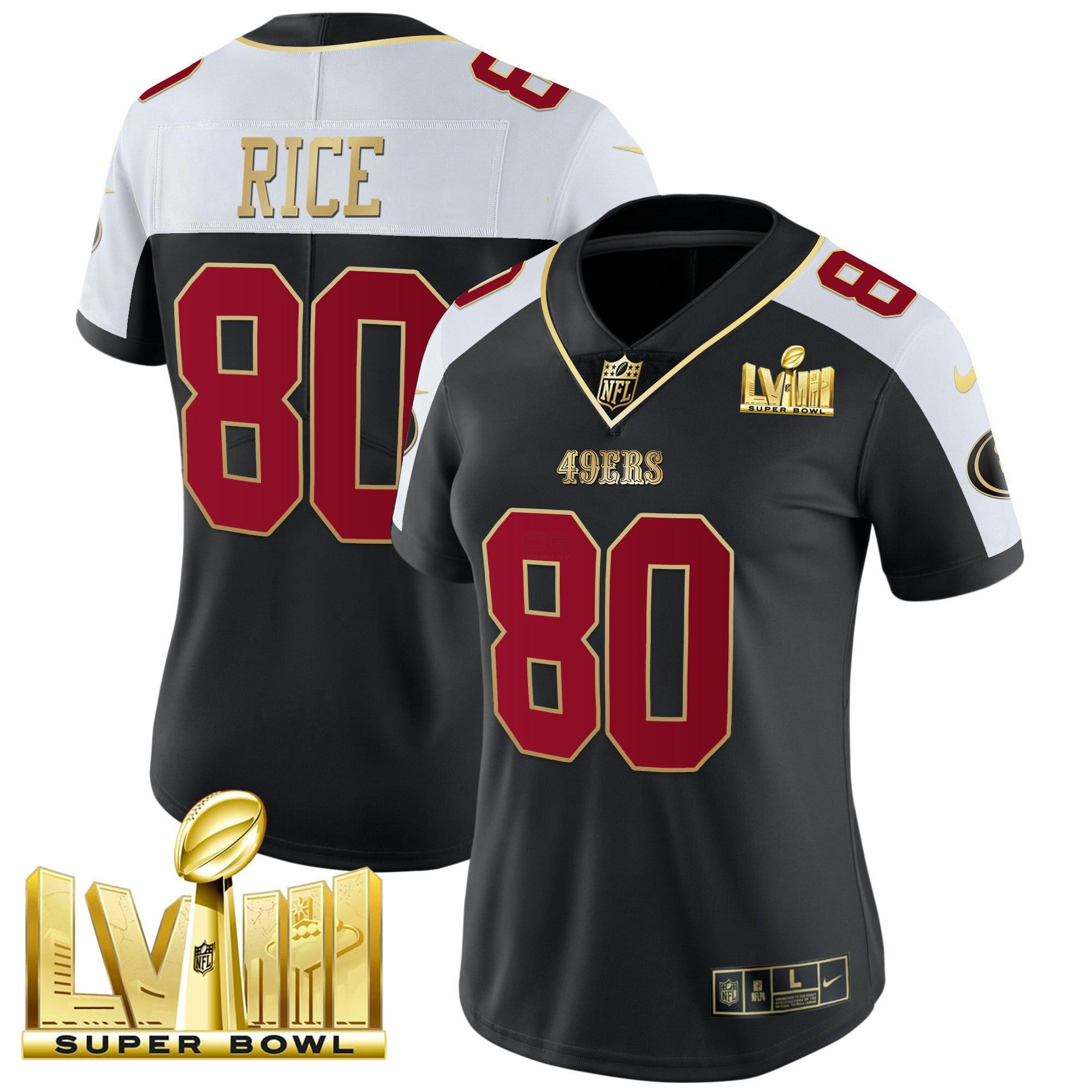 Camisa NFL Women’s Super Bowl LVIII Dourada Patch Vapor Jersey