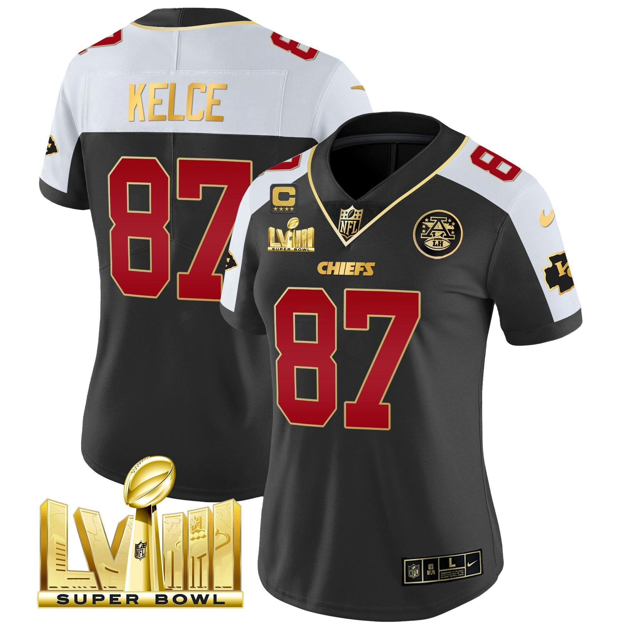 Camisa NFL Women’s Super Bowl LVIII Dourada Patch Vapor Jersey