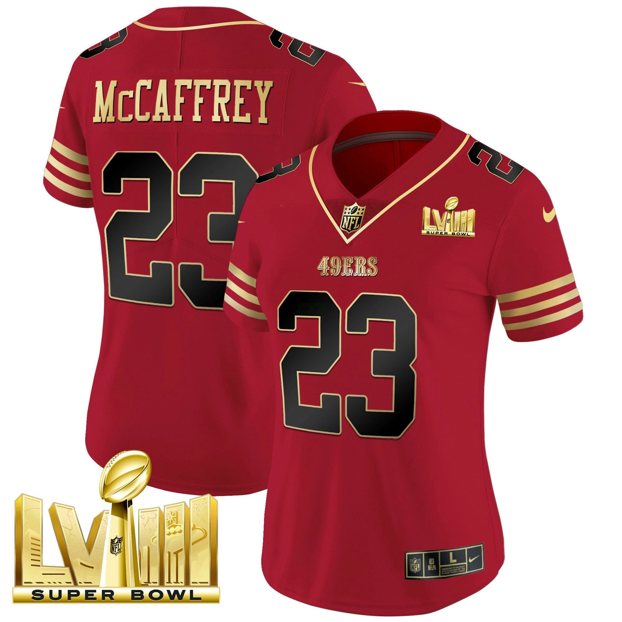 Camisa NFL Women’s Super Bowl LVIII Dourada Patch Vapor Jersey