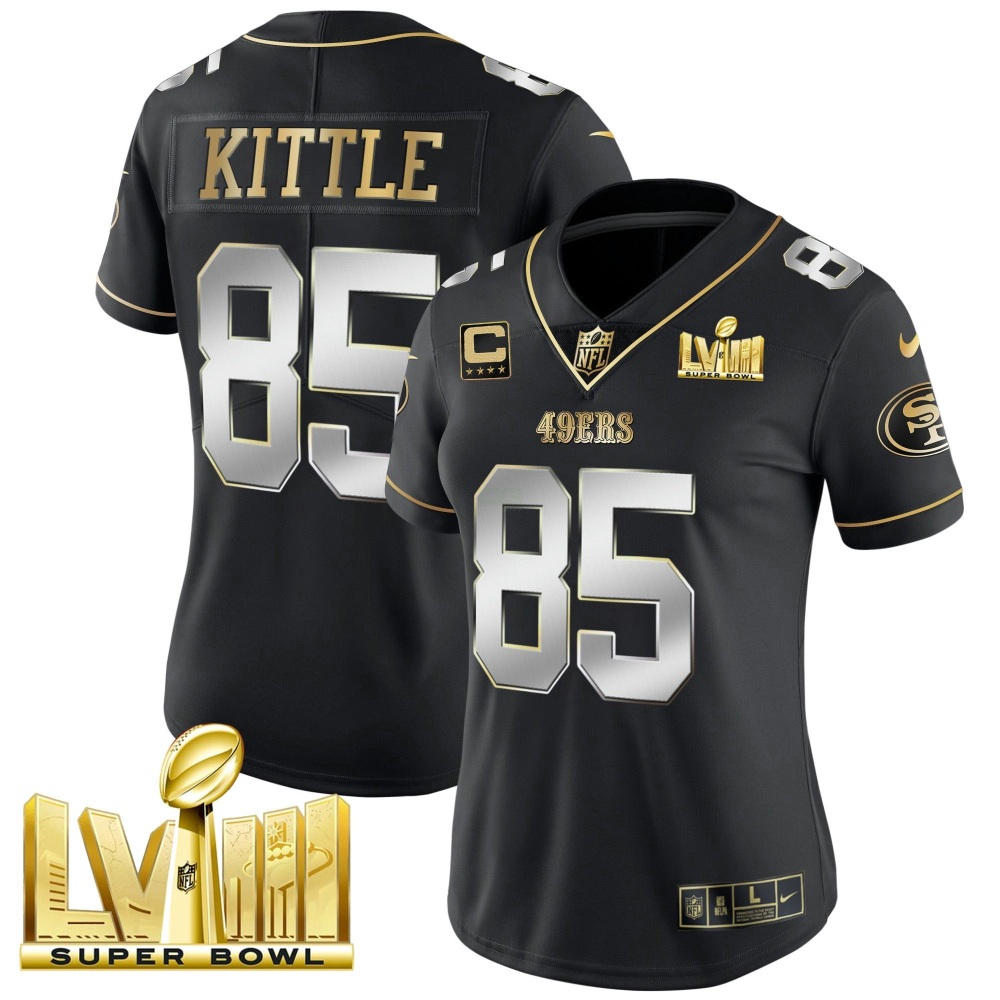 Camisa NFL Women’s Super Bowl LVIII Dourada Patch Vapor Jersey
