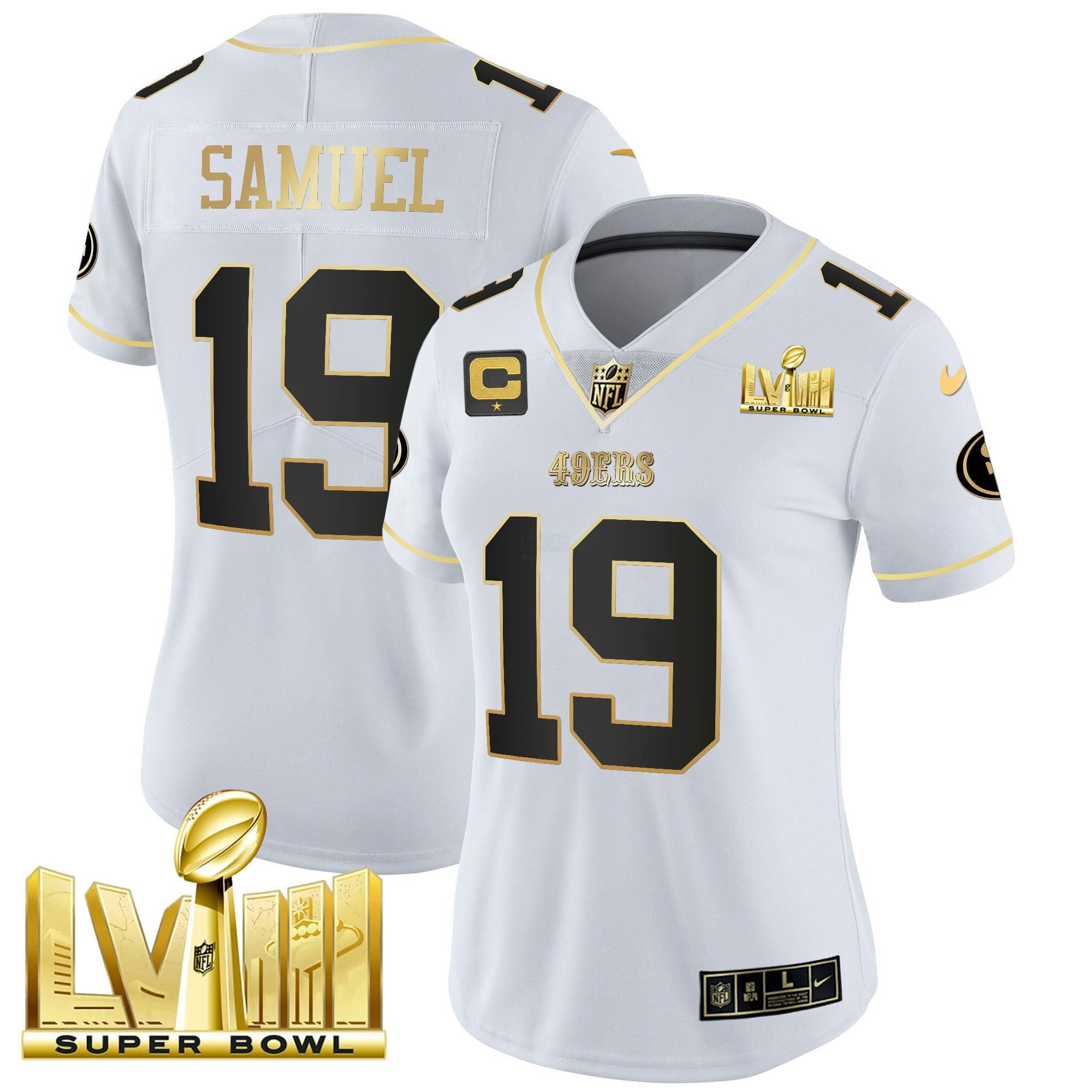Camisa NFL Women’s Super Bowl LVIII Dourada Patch Vapor Jersey V2
