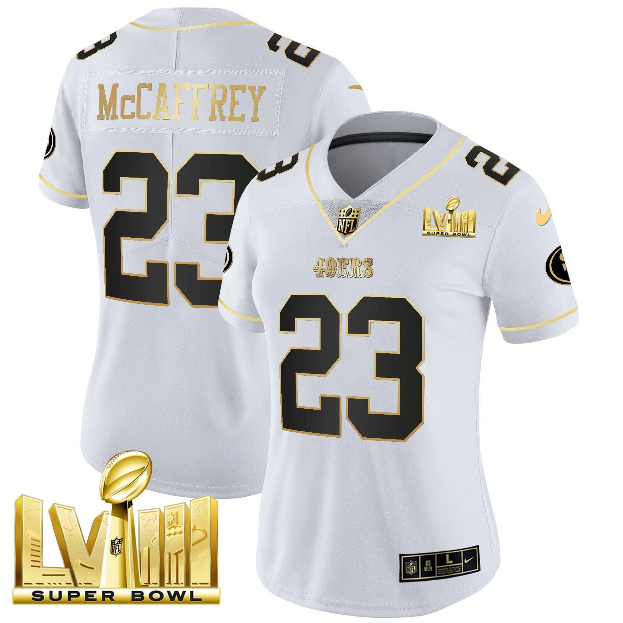 Camisa NFL Women’s Super Bowl LVIII Dourada Patch Vapor Jersey V2
