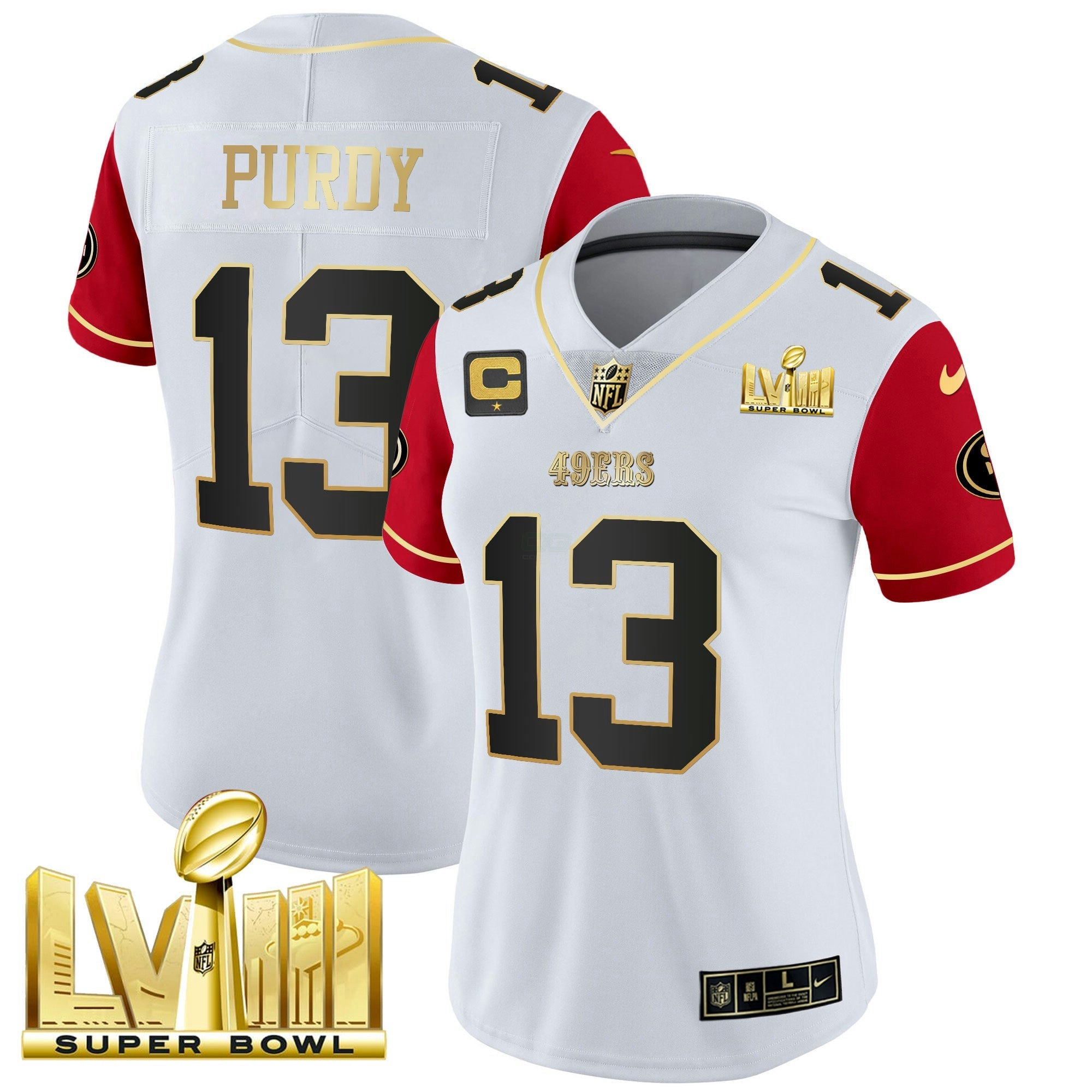 Camisa NFL Women’s Super Bowl LVIII Dourada Patch Vapor Jersey V2