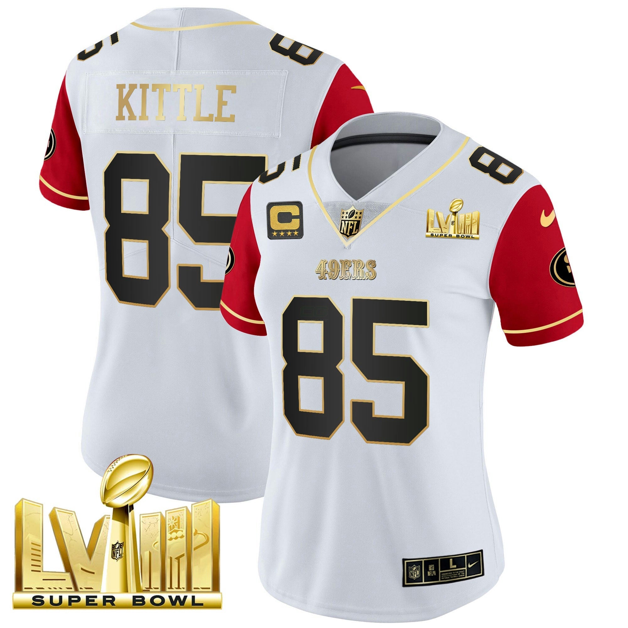 Camisa NFL Women’s Super Bowl LVIII Dourada Patch Vapor Jersey V2