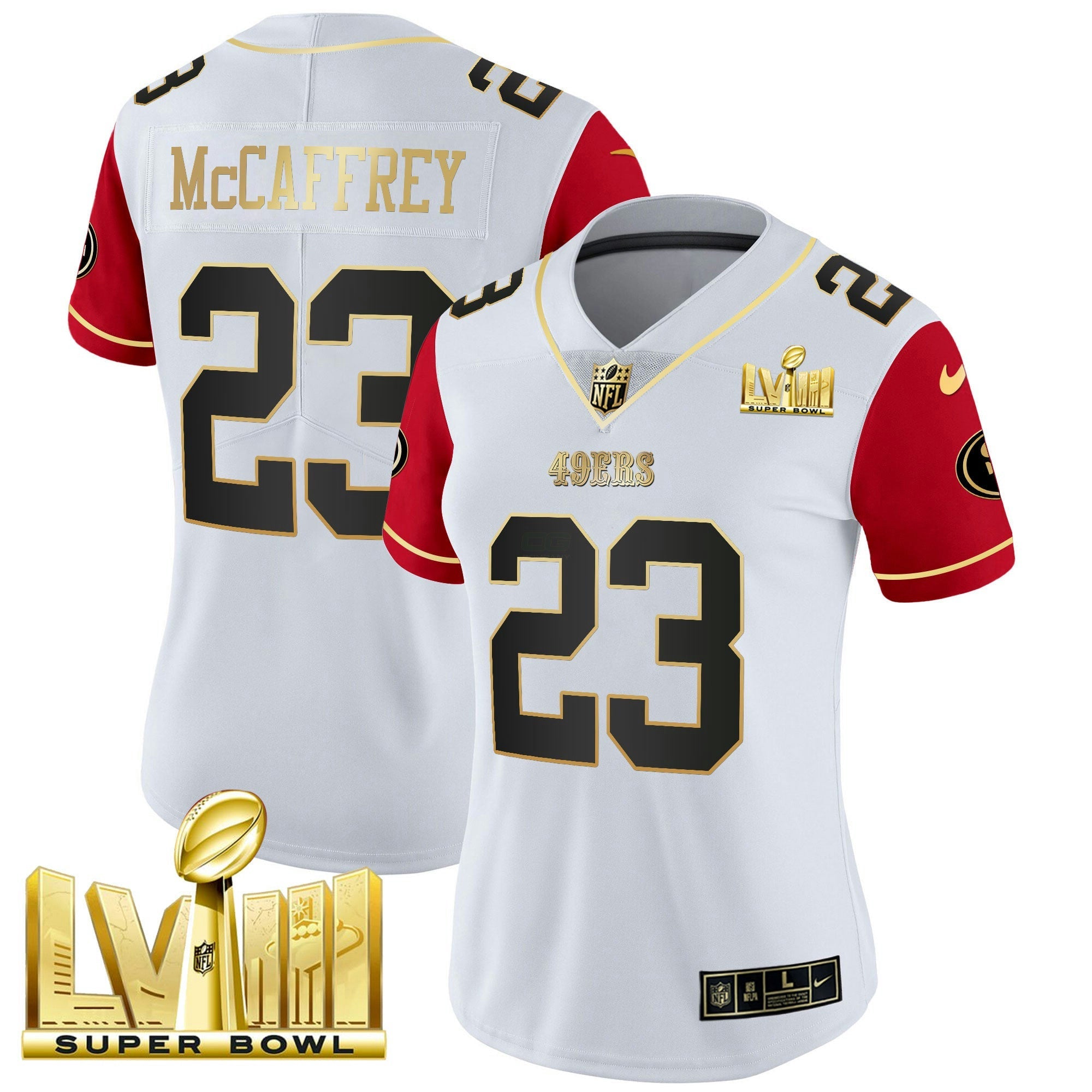 Camisa NFL Women’s Super Bowl LVIII Dourada Patch Vapor Jersey V2
