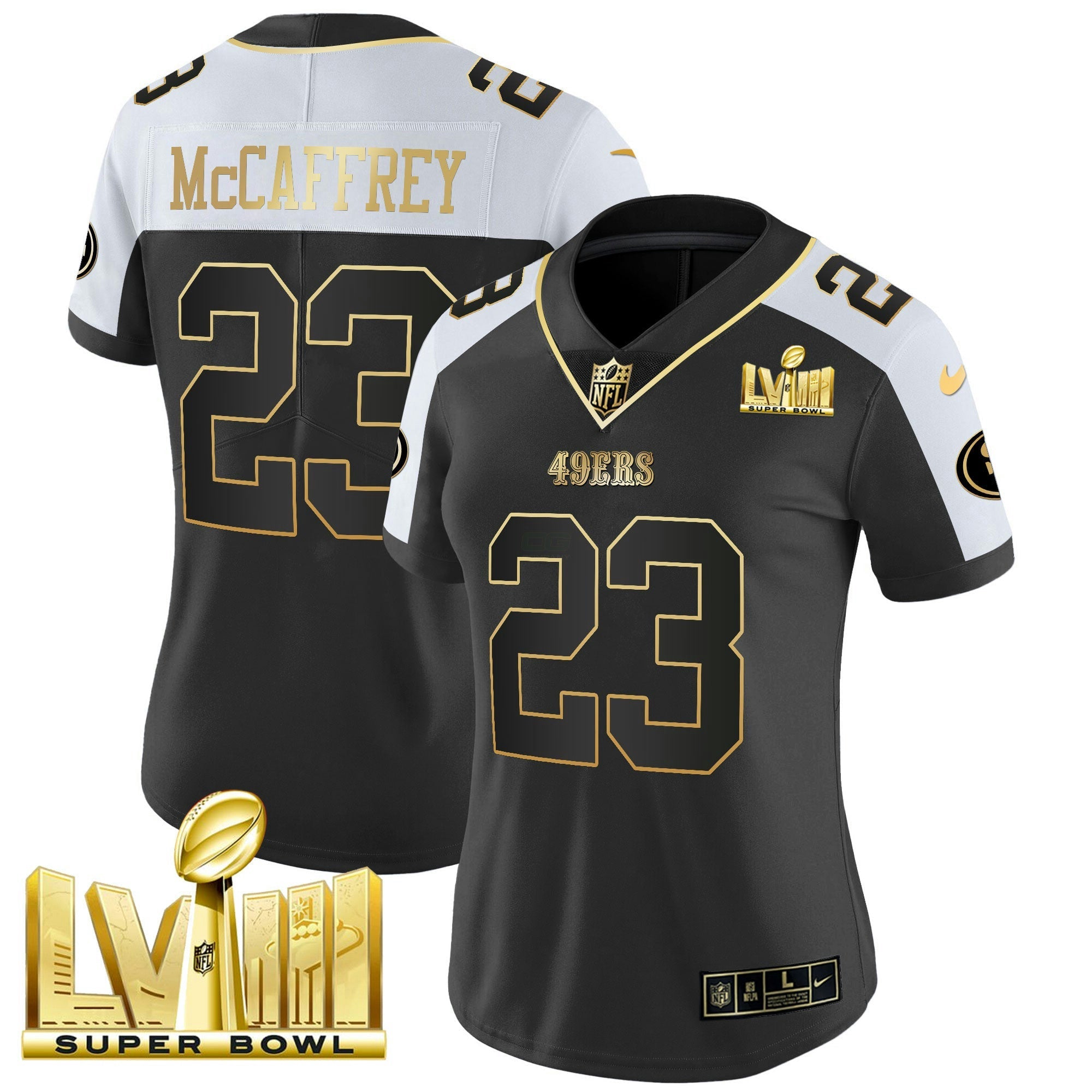 Camisa NFL Women’s Super Bowl LVIII Dourada Patch Vapor Jersey V2