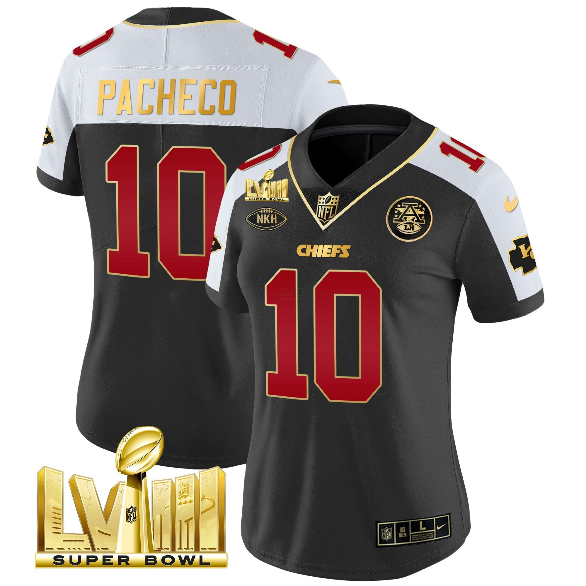 Camisa NFL Women’s Super Bowl LVIII Dourada Patch Vapor Jersey V2
