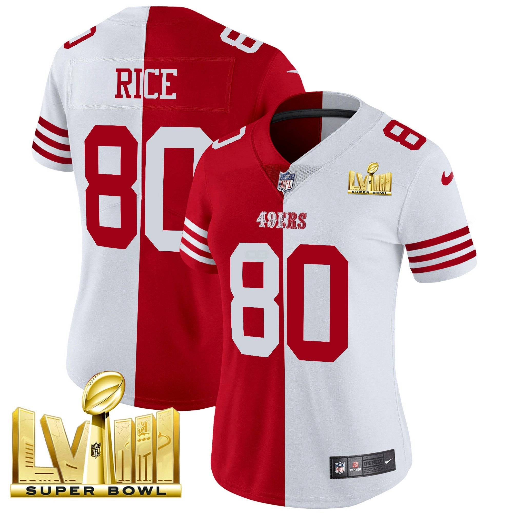 Camisa NFL Women’s Super Bowl LVIII Dourada Patch Vapor Jersey V2