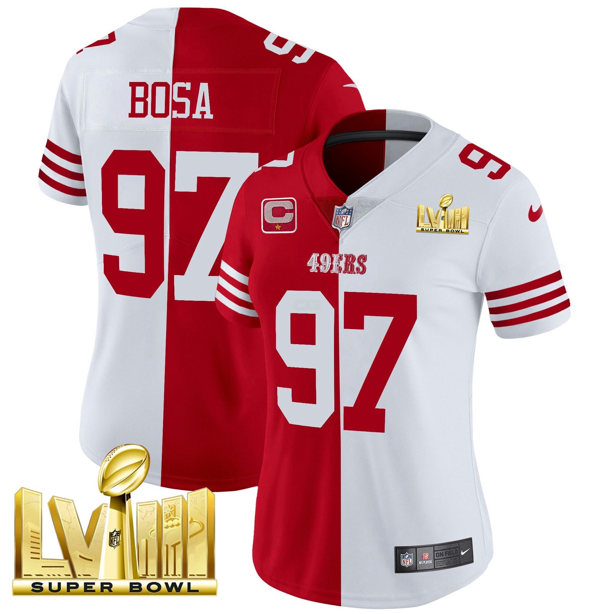 Camisa NFL Women’s Super Bowl LVIII Dourada Patch Vapor Jersey V2