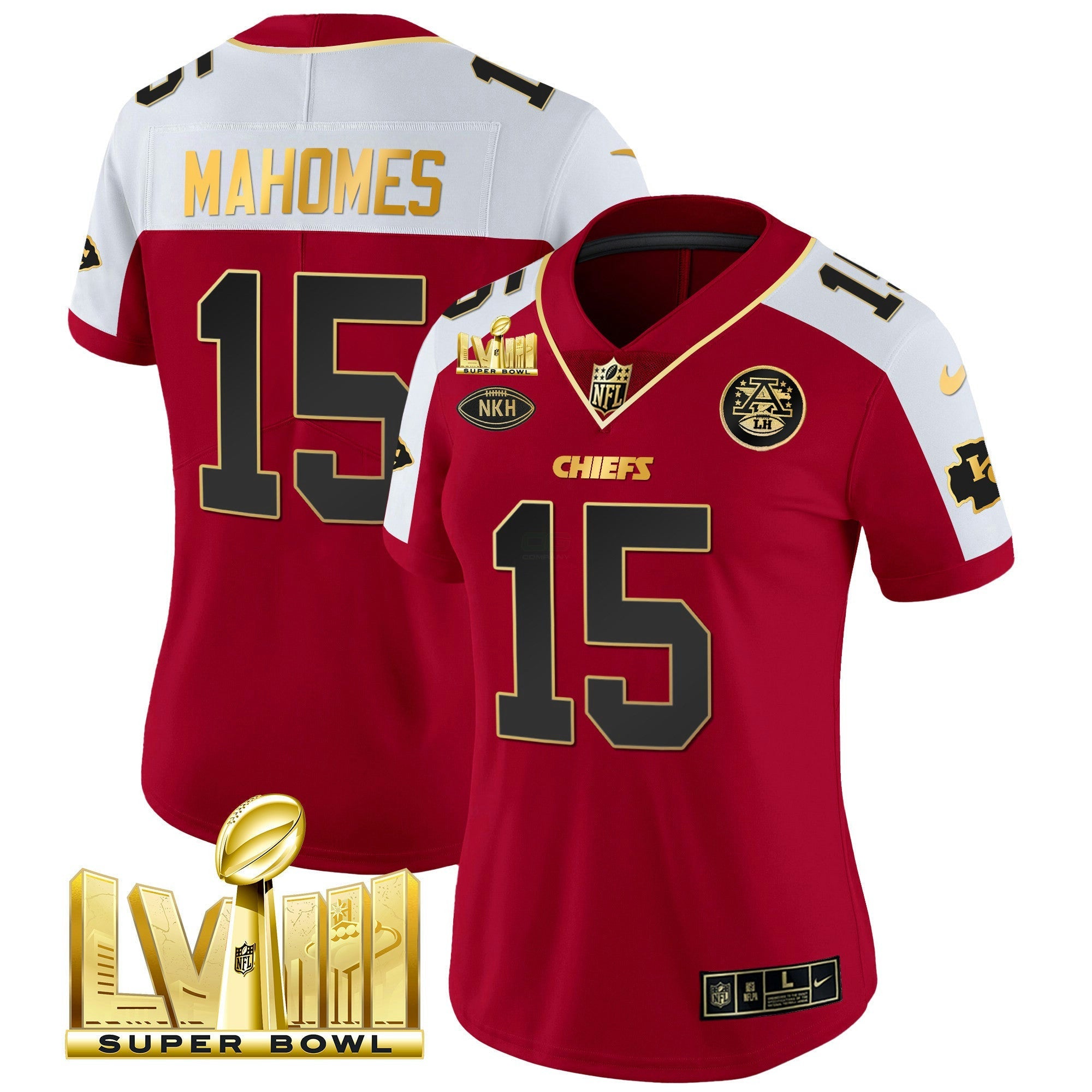 Camisa NFL Women’s Super Bowl LVIII Dourada Patch Vapor Jersey V2
