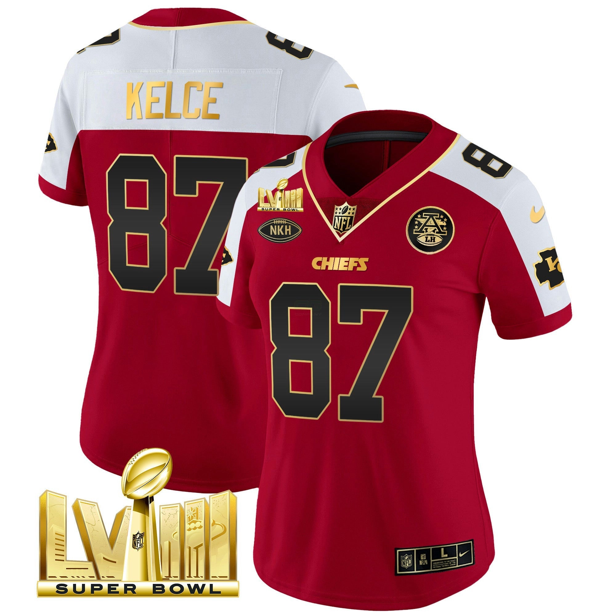 Camisa NFL Women’s Super Bowl LVIII Dourada Patch Vapor Jersey V2