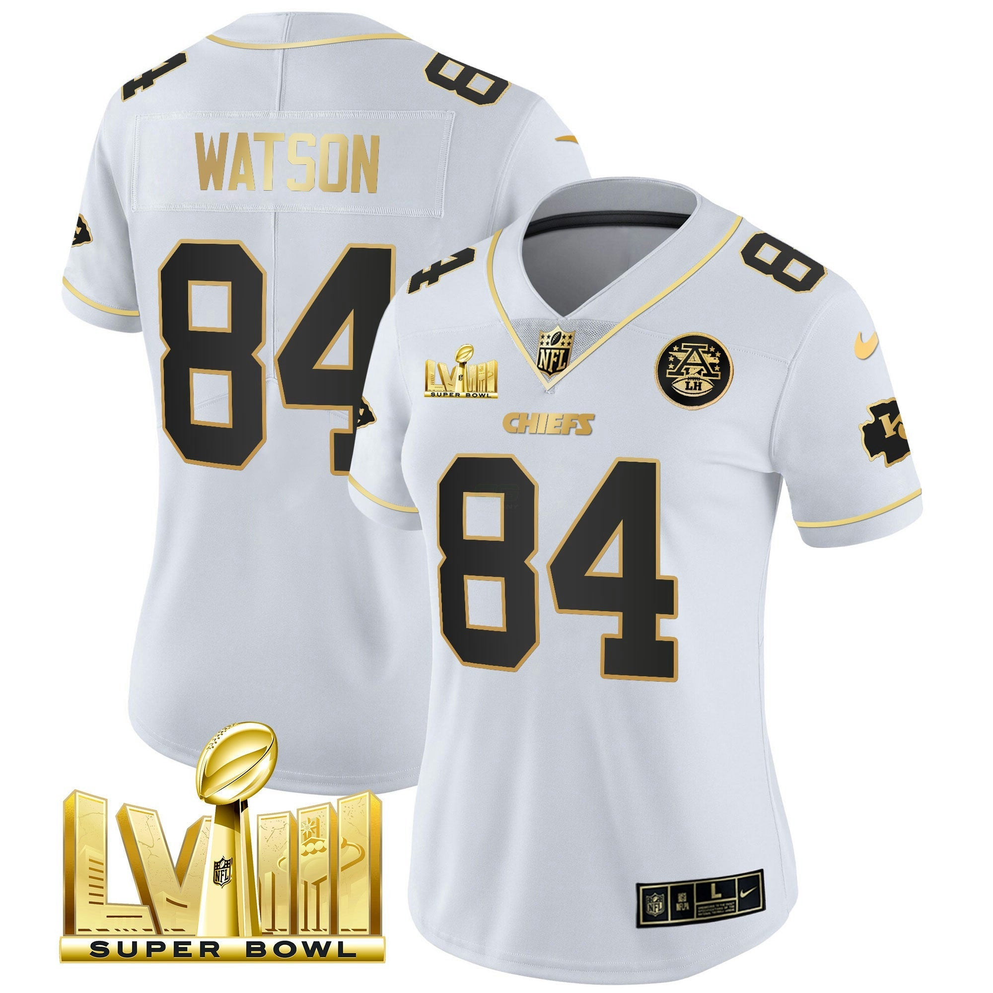 Camisa NFL Women’s Super Bowl LVIII Dourada Patch Vapor Jersey V4
