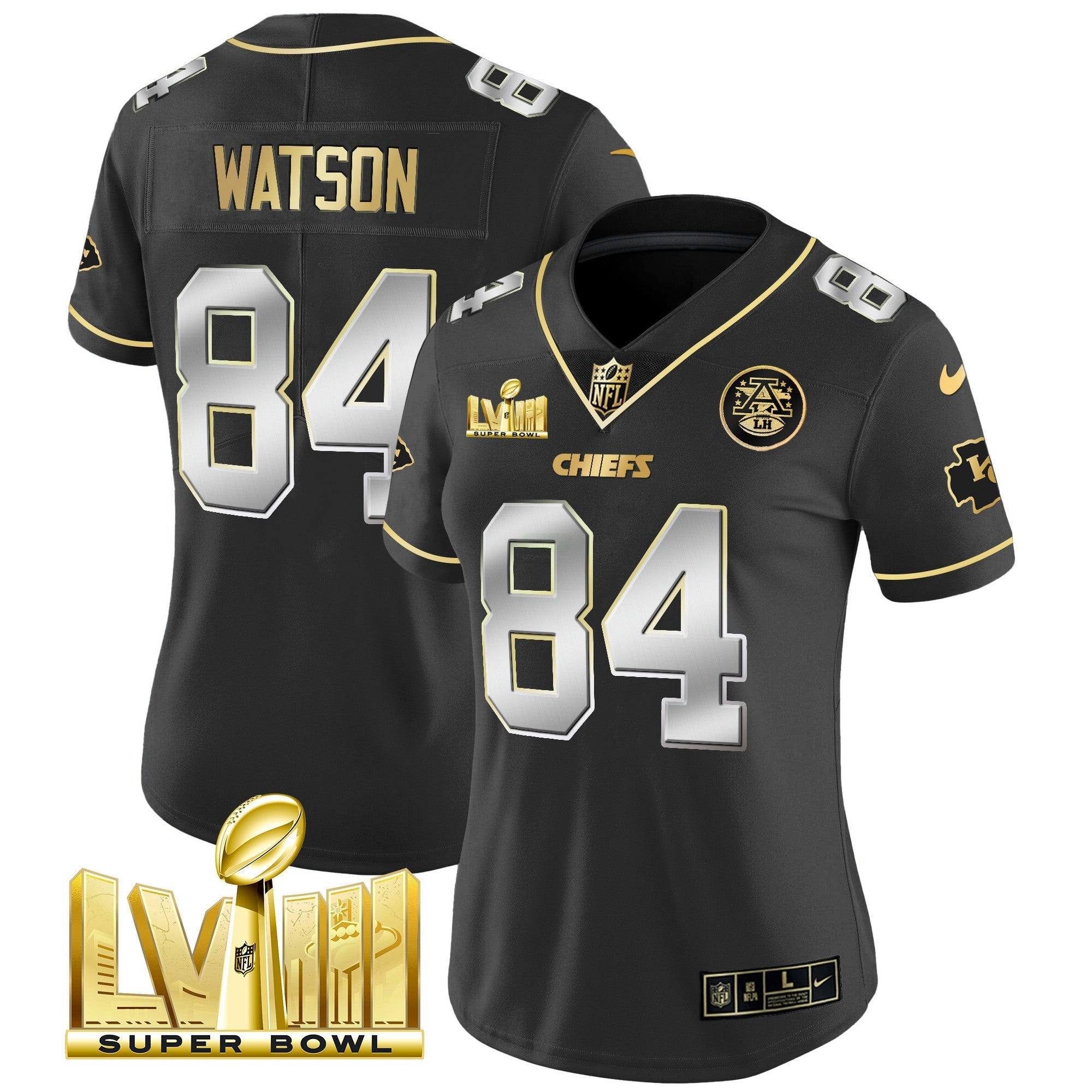 Camisa NFL Women’s Super Bowl LVIII Dourada Patch Vapor Jersey V4
