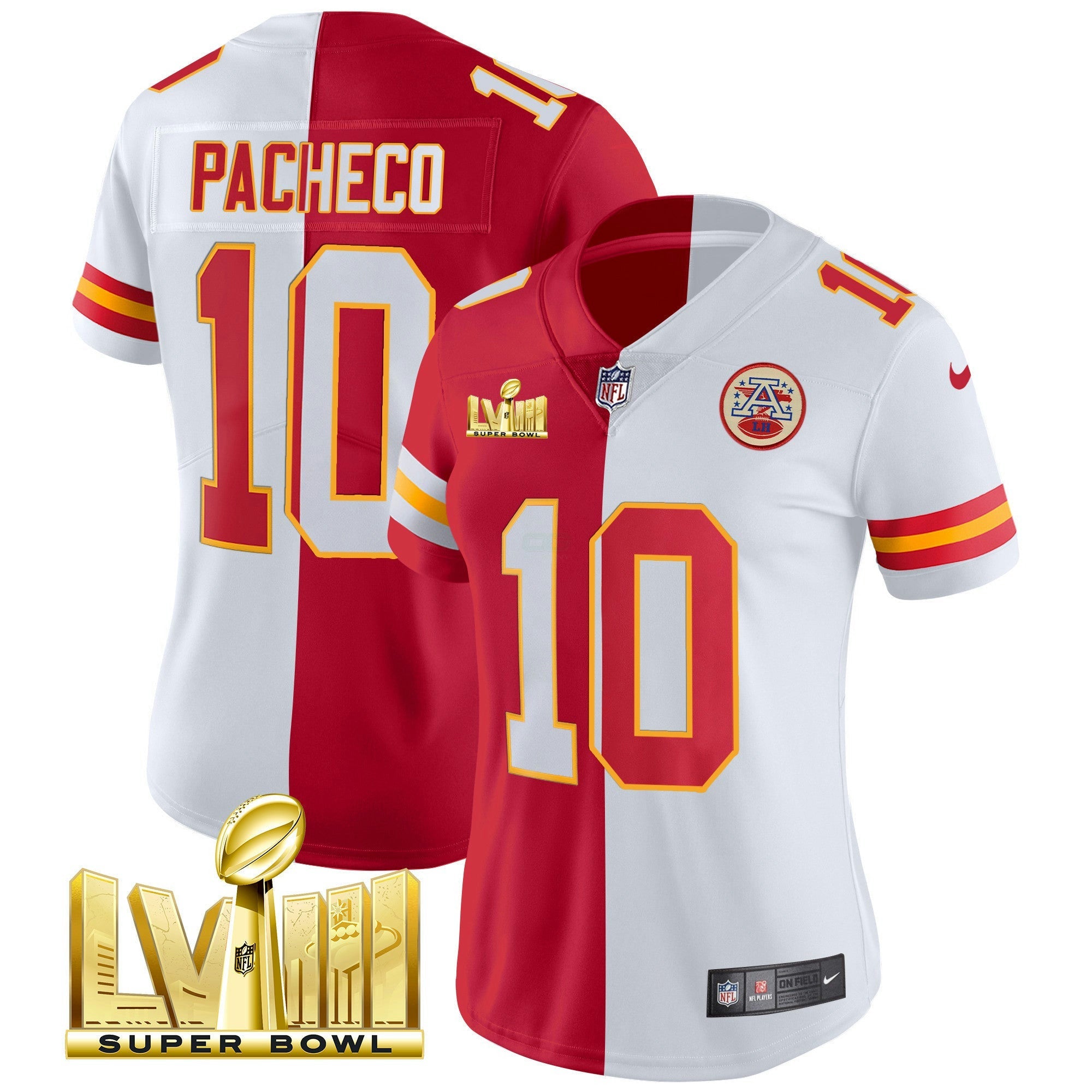 Camisa NFL Women’s Super Bowl LVIII Dourada Patch Vapor Jersey V4