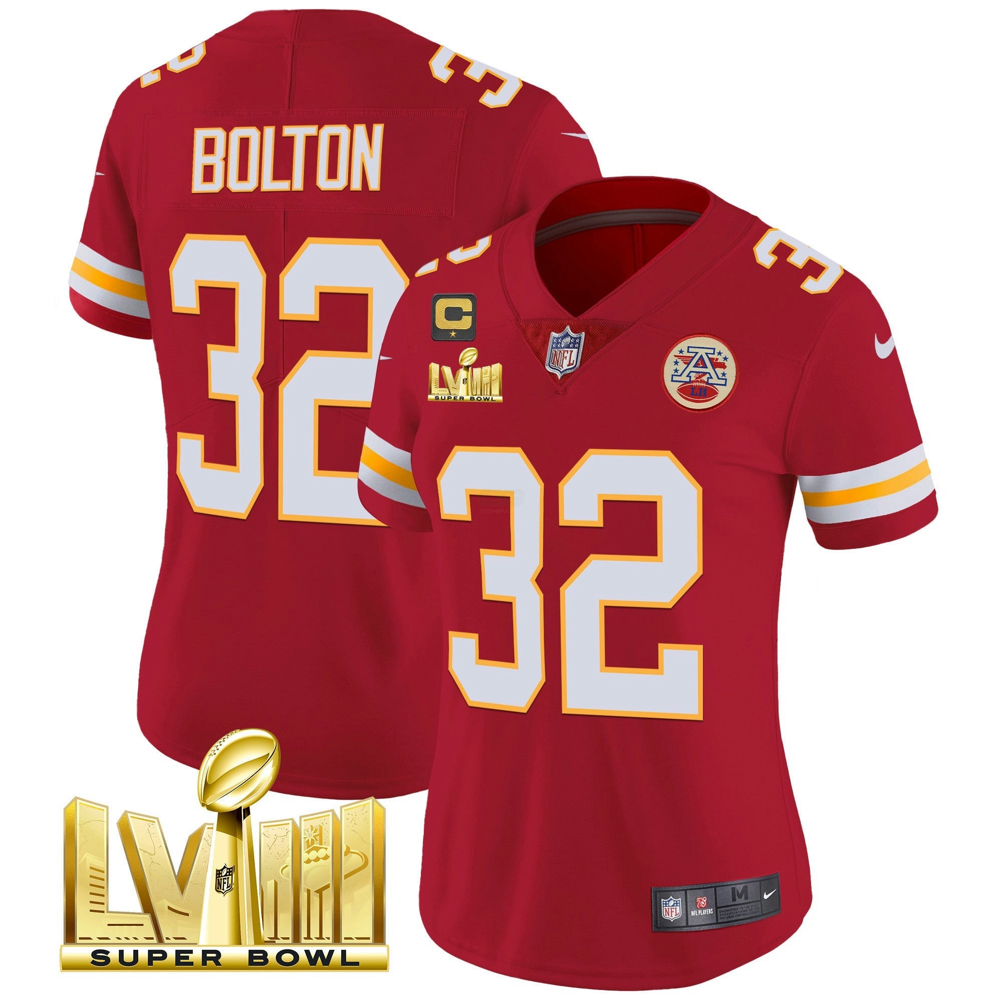 Camisa NFL Women’s Super Bowl LVIII Dourada Patch Vapor Jersey